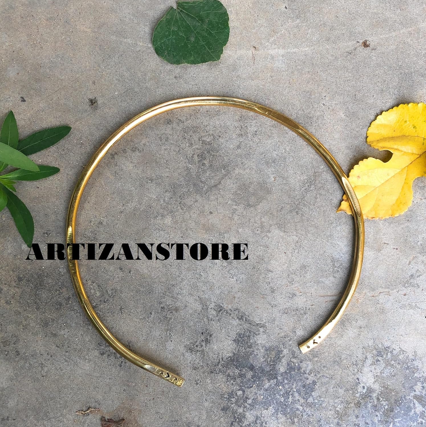 ARTIZANSTORE Solid Brass Neck Collar, Choker, Tribal Design Torc Necklace, Finish Torque - Image 6