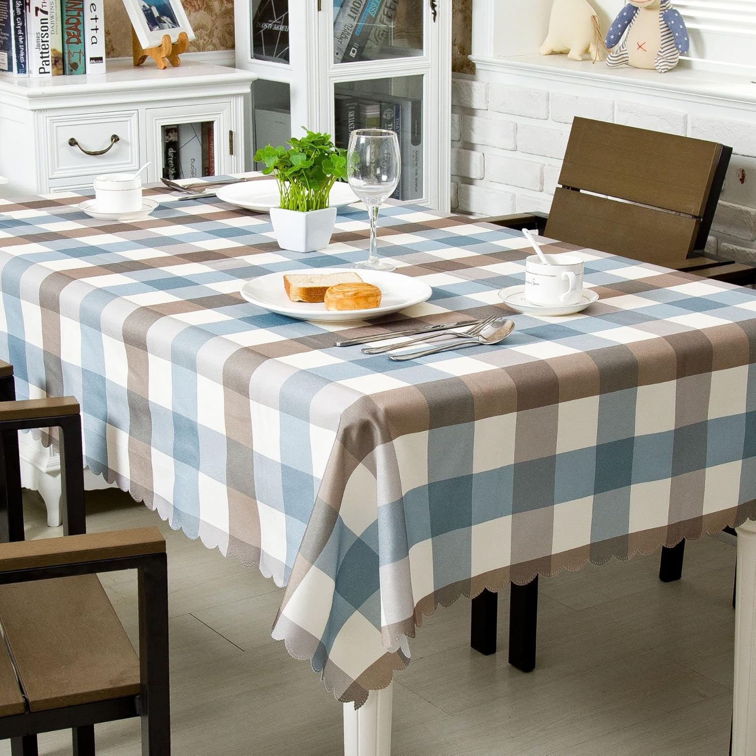 70% Off Everything OstepDecor Water Resistant Tablecloth, Table Cloths Rectangle, Polyester Decorative Table Top Cover for Kitchen Dining Room End Table, Rectangle/Oblong, 60 x 84 Inches, 6-8 Seats, Blue