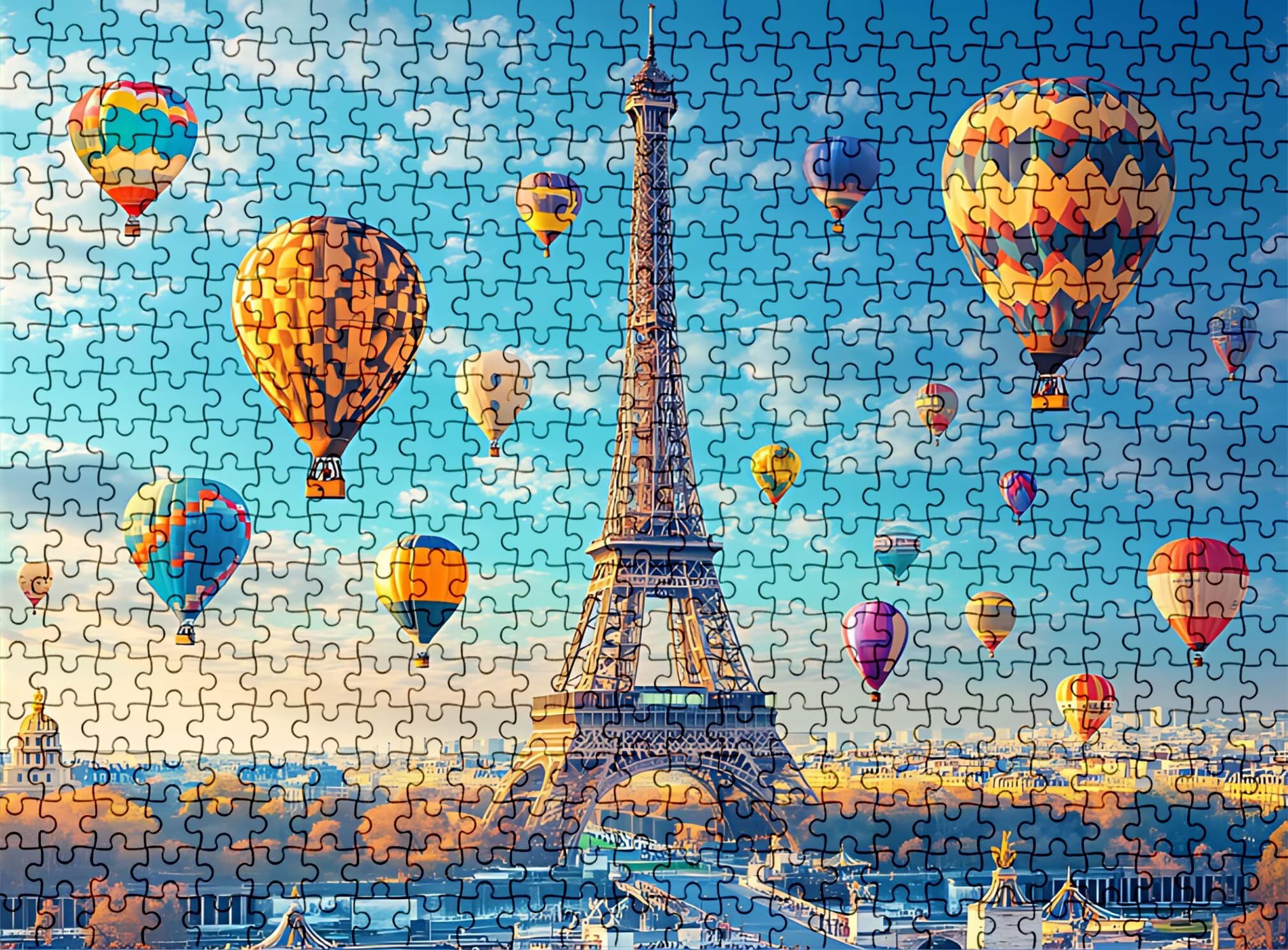 Puzzle Puzzle 1500 elementów dla dorosłych z plakatem w zestawie, drewniane puzzle do gry rodzinnej, edukacyjna i antystresowa gra edukacyjna, dekoracja ścienna, prezent urodzinowy, 87 x 57 cm Paryż