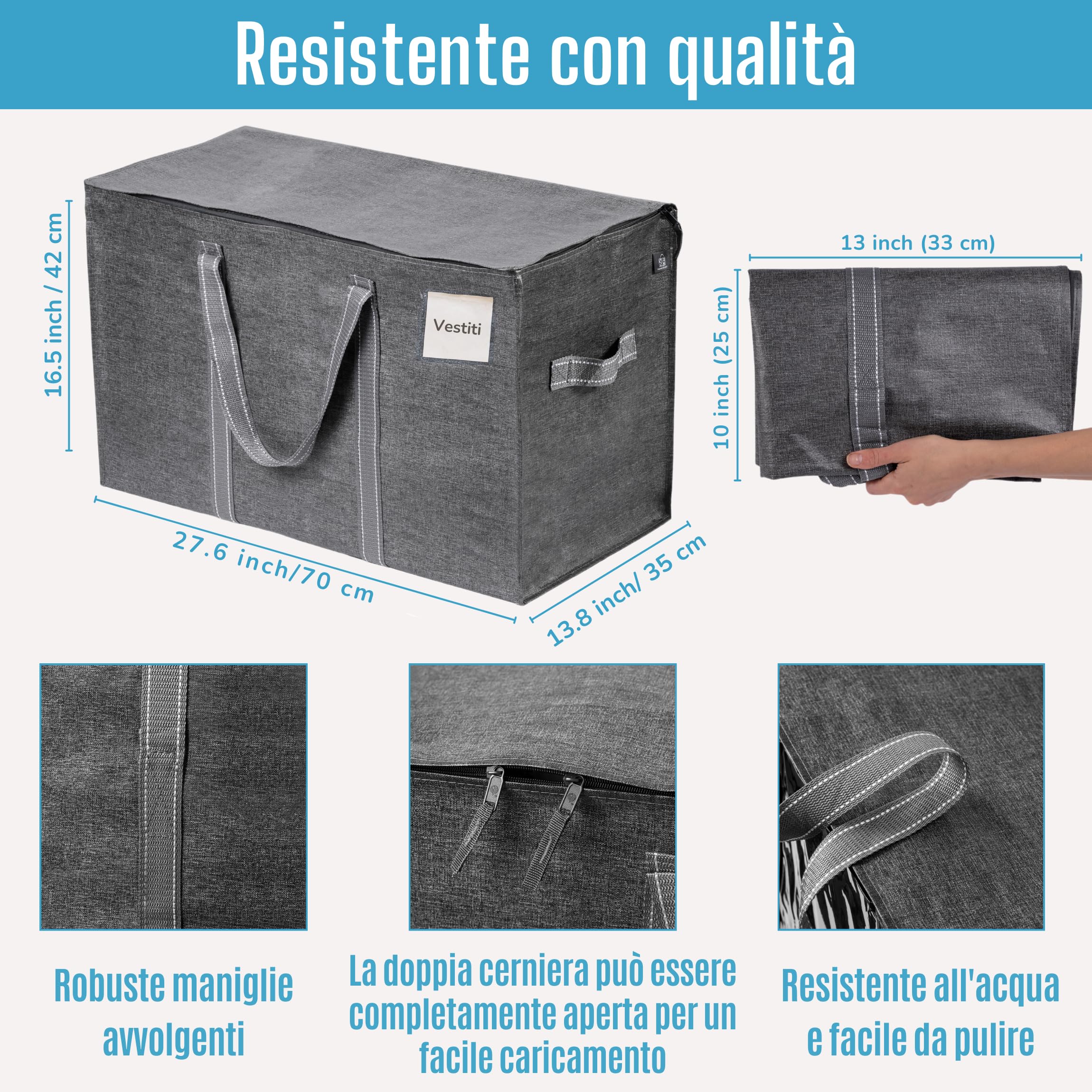 Sacchetti Per Traslochi 140L - 2 Pezzi, Con Cerniera, Nero, Per Vestiti E Biancheria