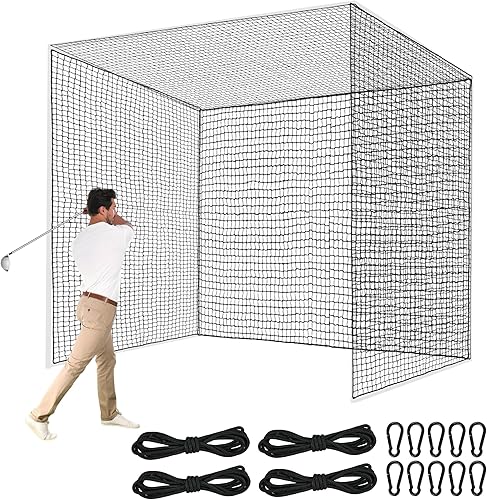 Jaula de bateo de golf de nailon resistente, red de jaula de bateo de 7.8 a 10 pies con 10 mosquetones y 4 cuerdas de amarre, red de bateo duradera