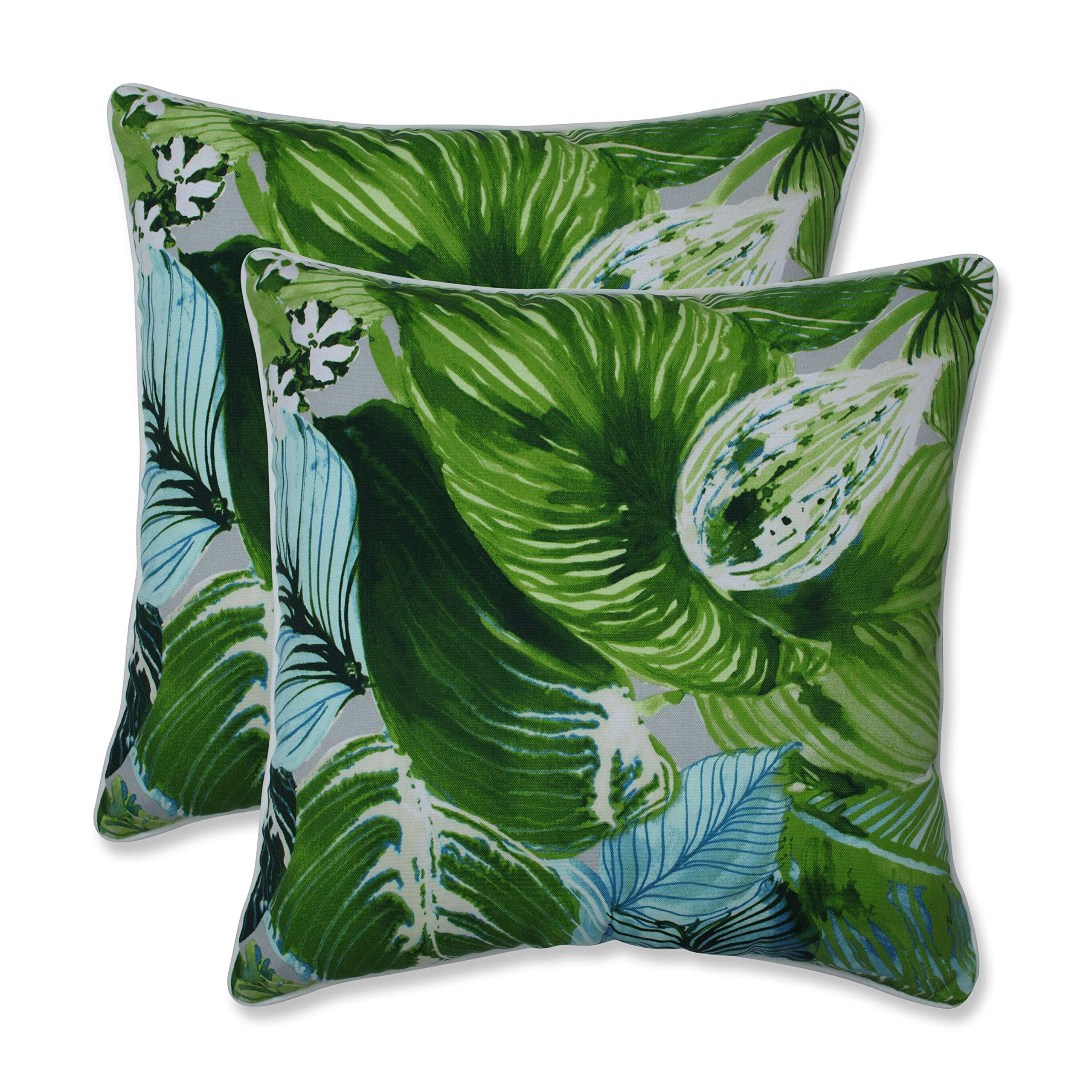 Pillow Perfect Outdoor/Indoor Lush Leaf Jungle Lumbar Pillows, 11.5" x 18.5", Green, 2 Count