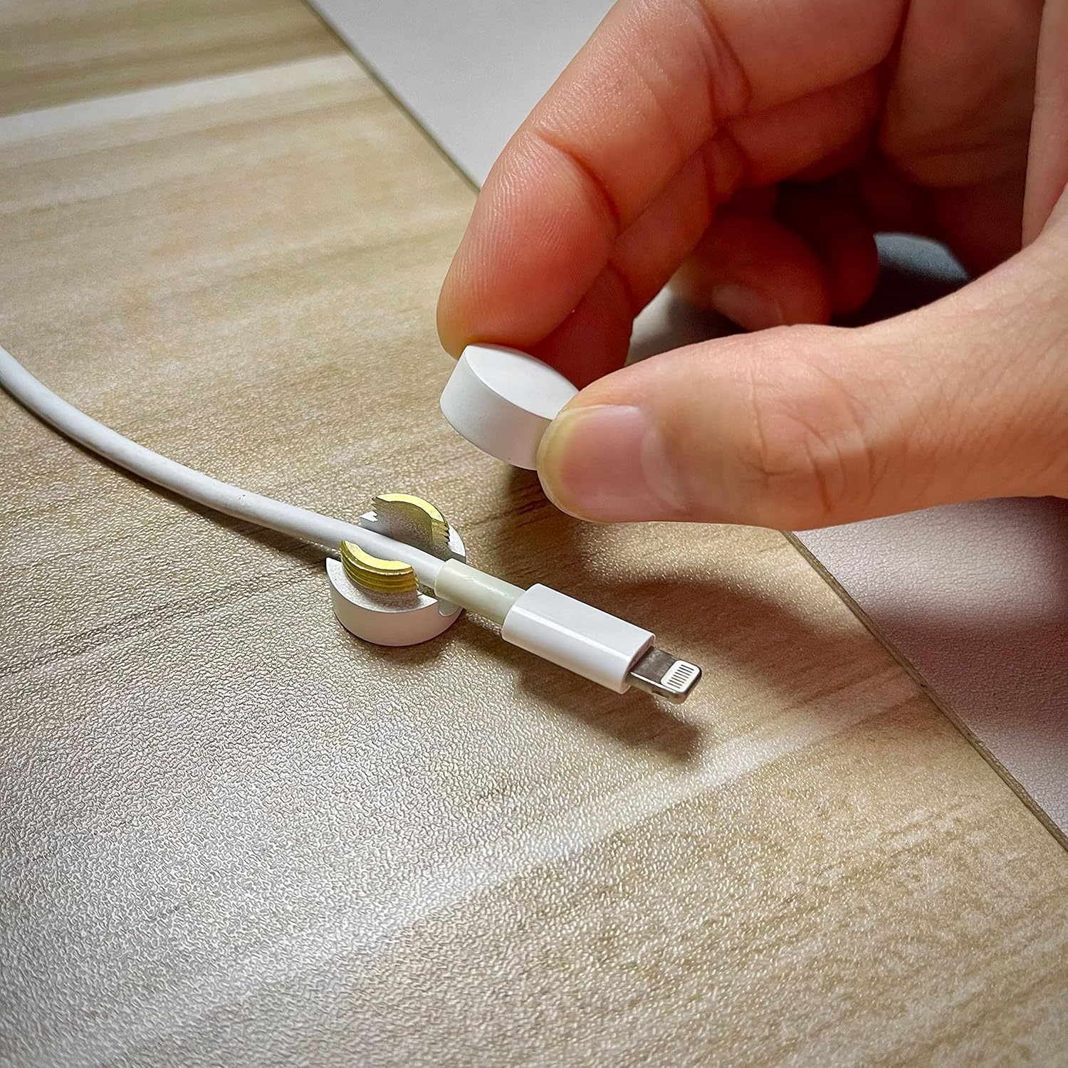 BRIGHTTIA Cable Clips - Premium Brass Cord Management for Home, Office & Car - Multipurpose Wire Holder Organizer - Sleek & Durable Design - Ideal Gift for Men, Women & Students - 4-Pack (Matte Brass) - Image 6