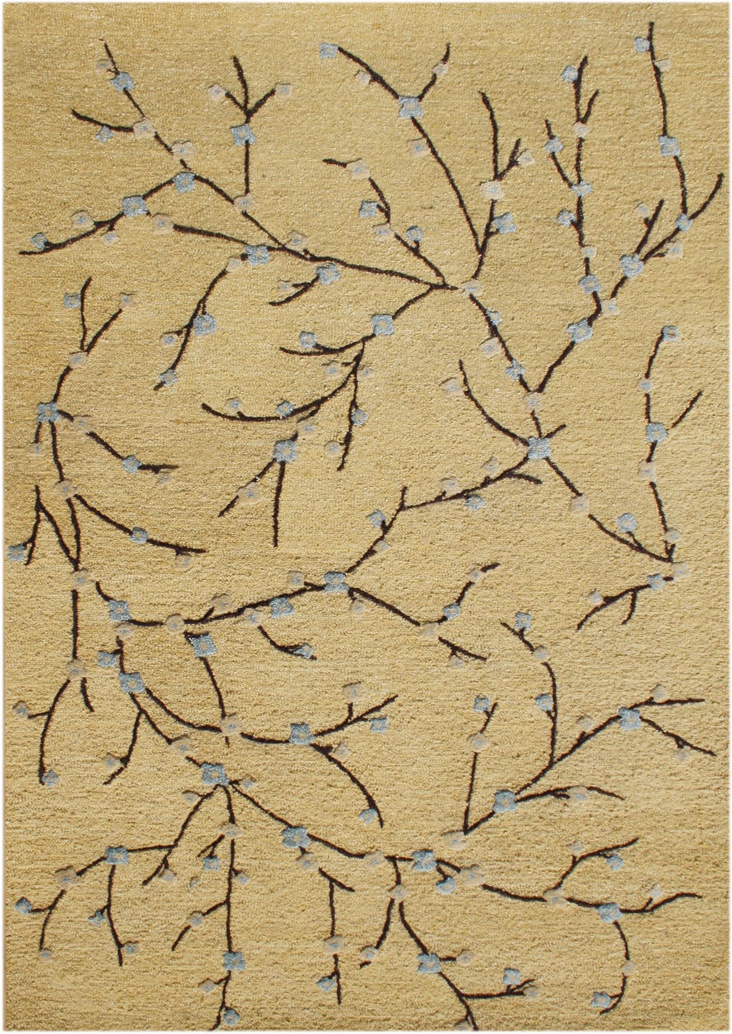 Handmade New Zealand Blend Wool Rug, 8 by 10-Feet, Corn Silk