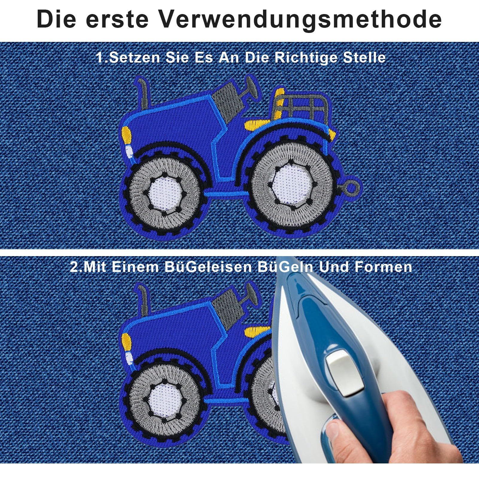 10 Toppe Termoadesive Veicoli Da Costruzione - Per Bambini, Applicazione Con Ferro Da Stiro