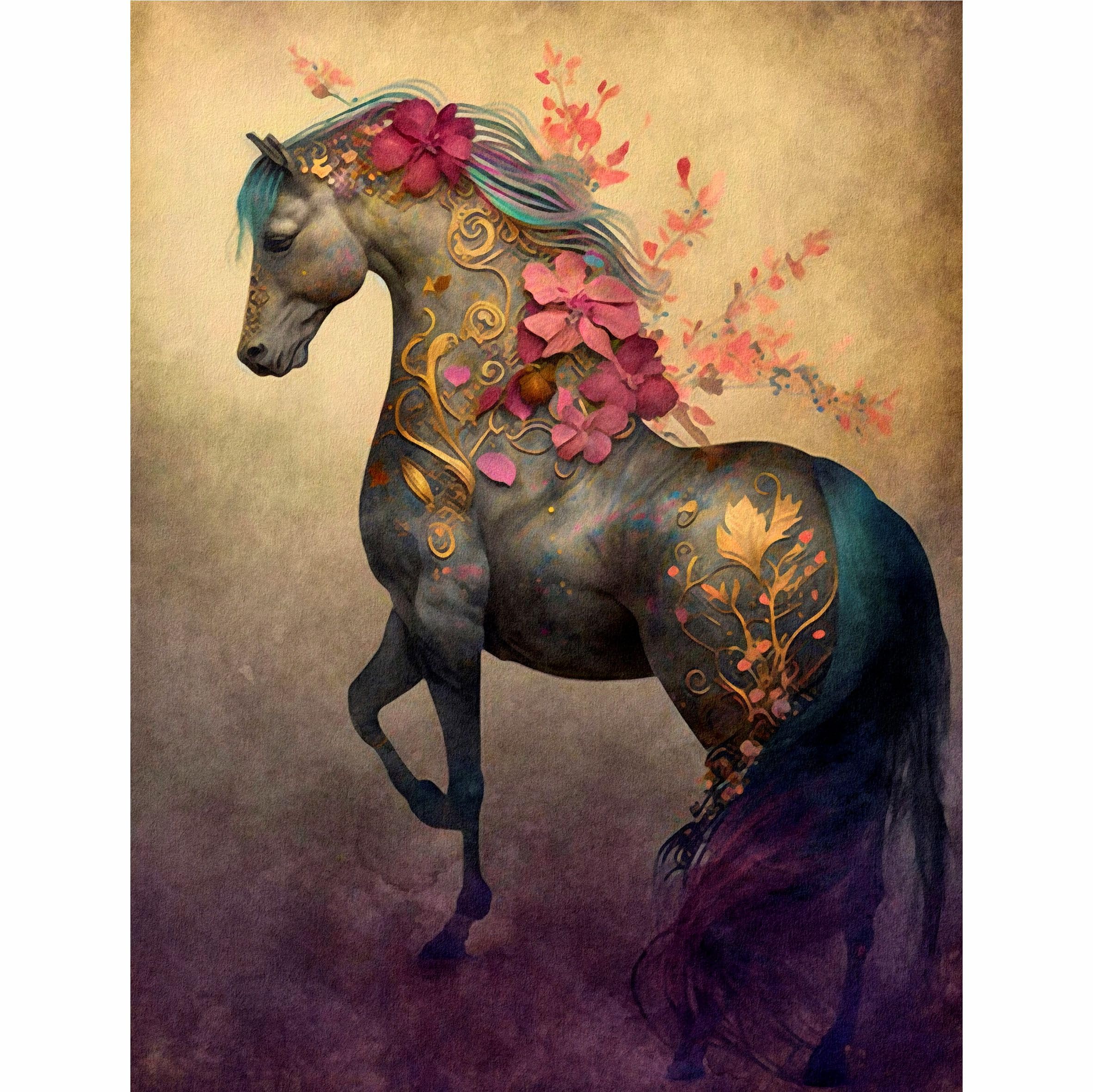 Horse Decoupage Rice Paper, 8 x 10.5 inch - for Decoupage Furniture Crafts