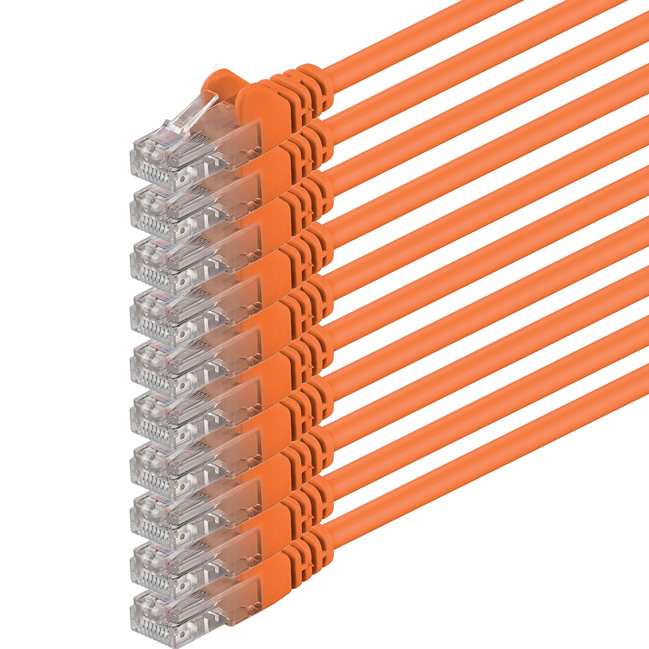 1aTTack.de 0,25m - orange - 10 Stück - (Pack) - CAT.6 CAT6 Ethernet-LAN-Netzwerk-Kabel 1000 Mbit/s Patchkabel