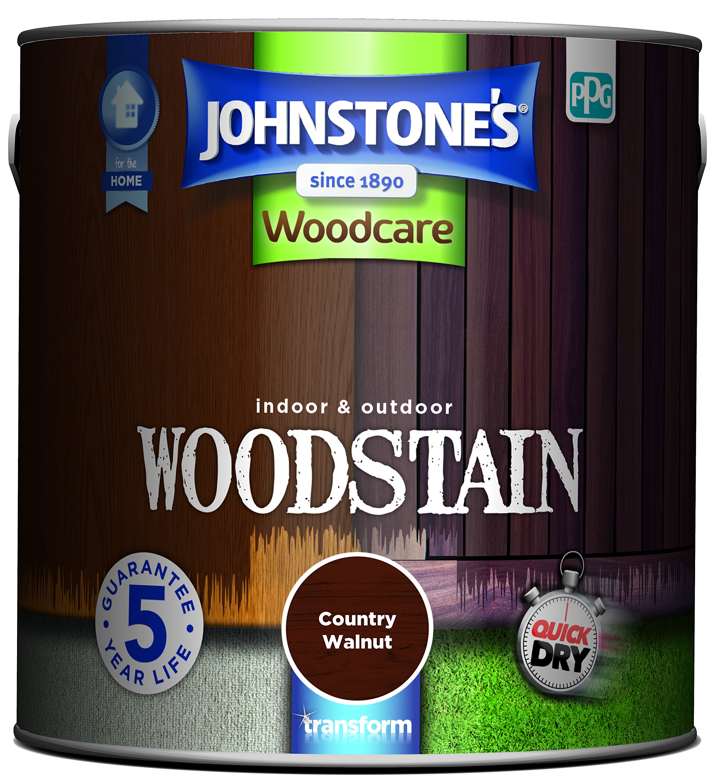 Johnstone's Woodcare Indoor & Outdoor Woodstain 2.5L Country Walnut Brown