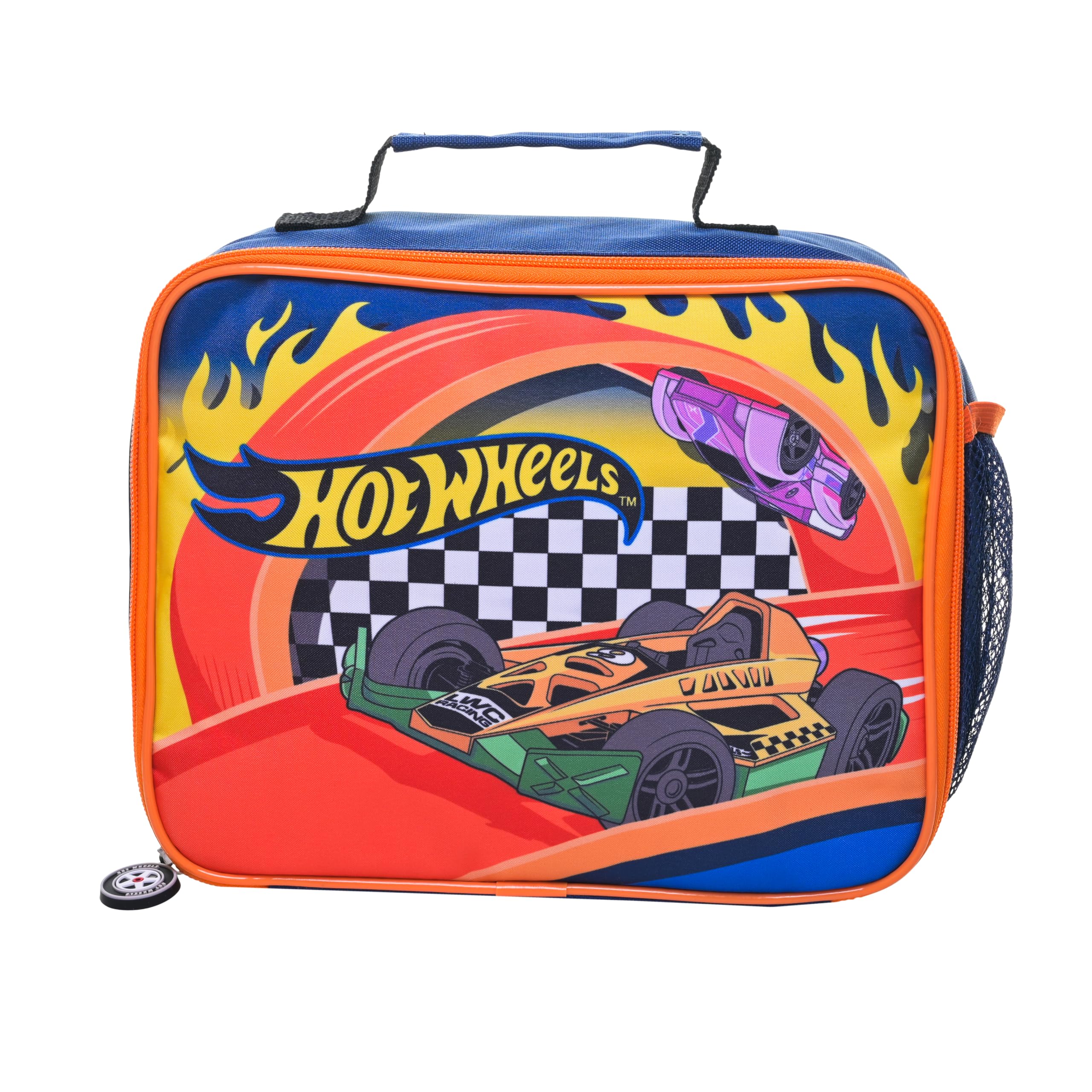 Hot Wheels Kids Premium Thermal Insulated Lunch Bag 25 x 21 x 10 cm – Children's Lunch Box with Thermal Lining, Rubber Zip Closure, Carry Handle & Side Mesh Pocket – School Lunch Bag for Boys