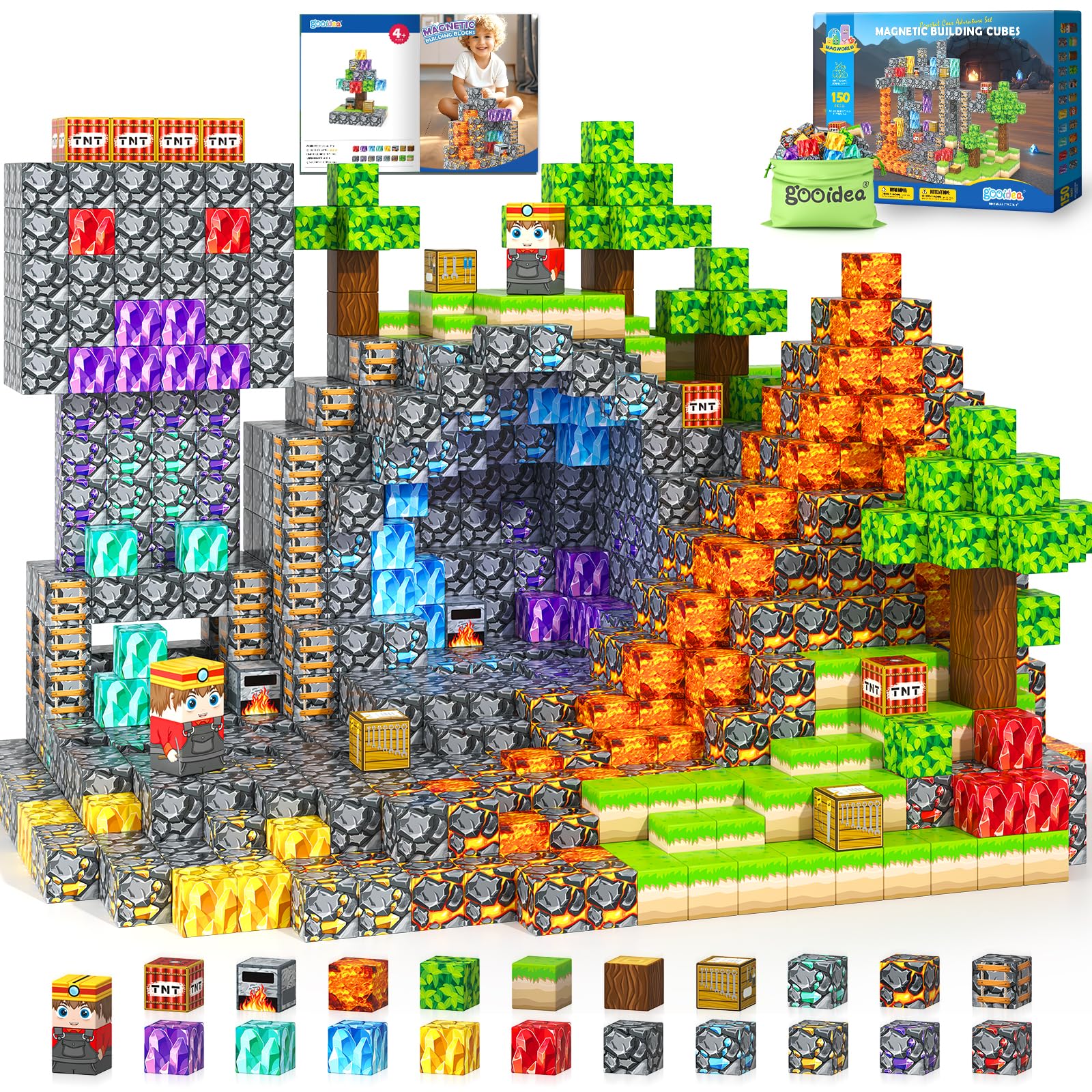 Magnetic Blocks for Kids, Creative Magnetic Cube Building Toy for Ages 3-12