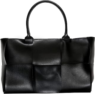 Tote Bag for Women Leather Shoulder Bag Large Purse Handbag (Black)