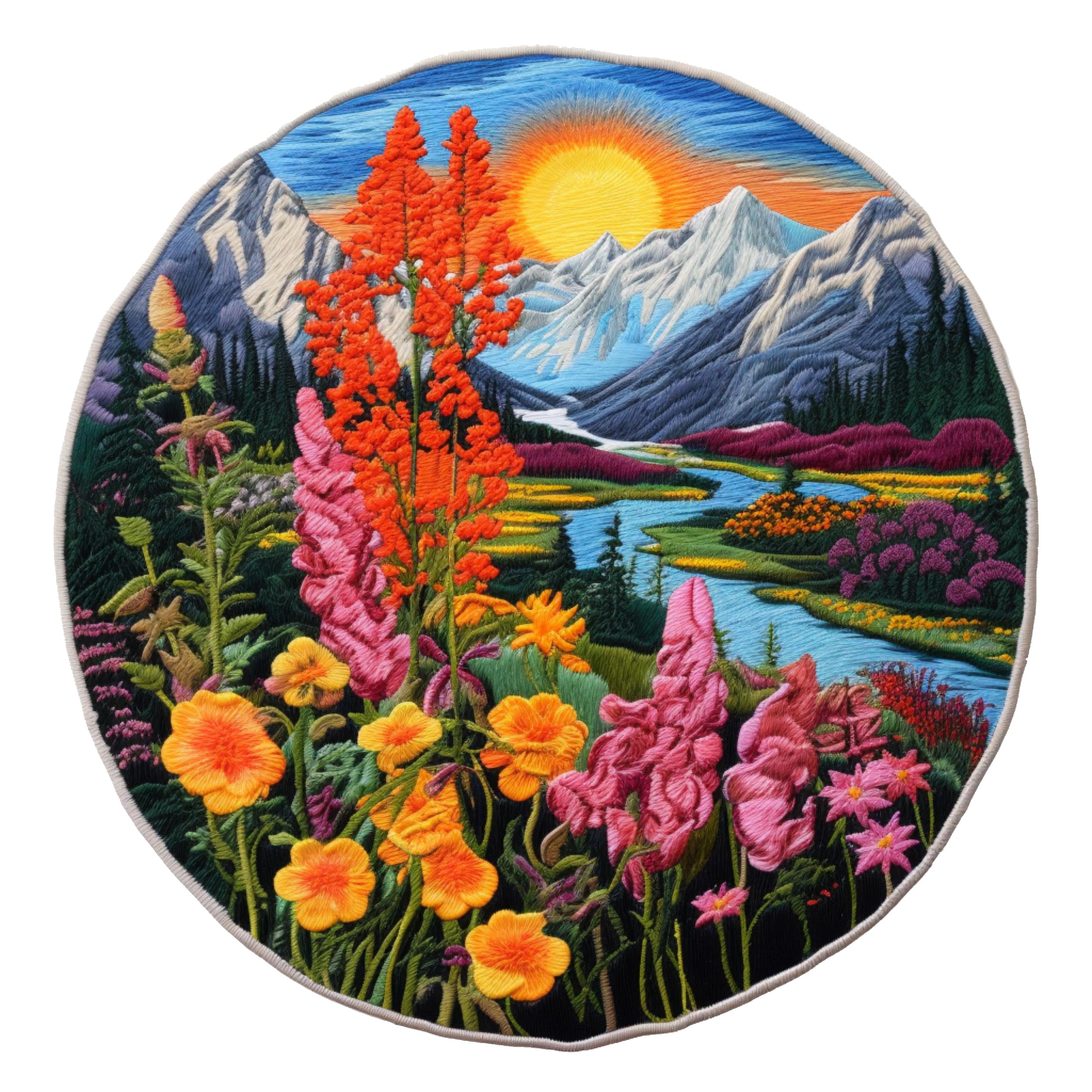 Wild Flowers Patch 3" Iron-on Embroidered Sublimated Applique for Clothing Vest, Sew-on Decorative Embroidery, Badge Emblem, Outdoor, National Parks, Nature Souvenir, Wild Animals, Hiking Trails