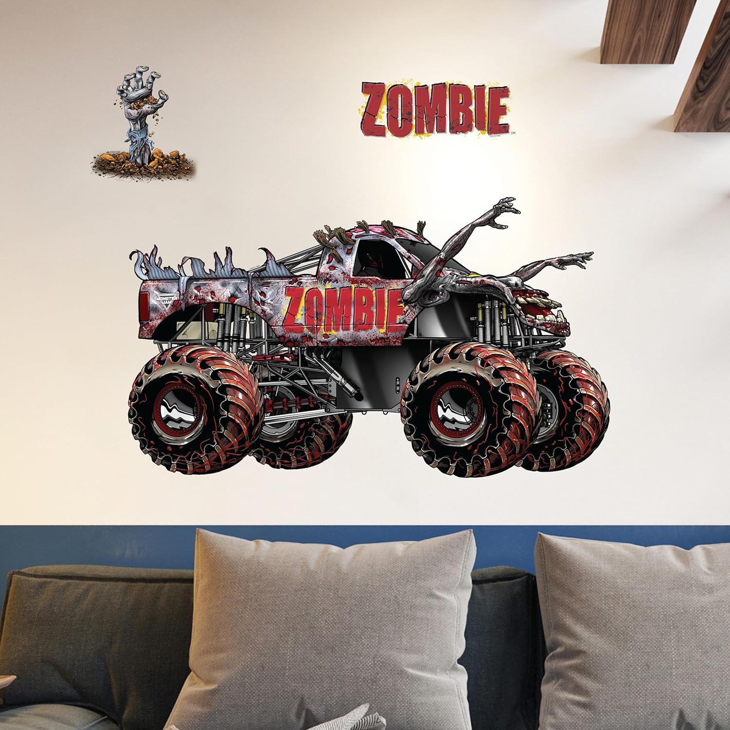 Monster Jam Trucks Wall Decals Pack - Grave Digger Son-Uva Digger El Toro Loco Megalodon Zombie ThunderROARus Sparkle Smash Monster Mutt Vinyl Stickers Bedroom Decorations Peel and Stick Room Decor