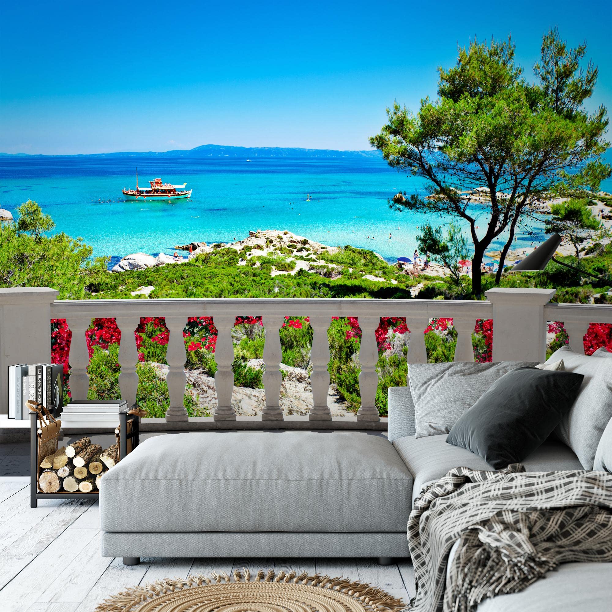 Runa Art Carta da parati fotografica Mar dei Caraibi 352 x 250 cm Vello Sfondo Murale XXL Moderne Decorazione Soggiorno Camera De Letto Sala Ufficio blu verde 9029011c