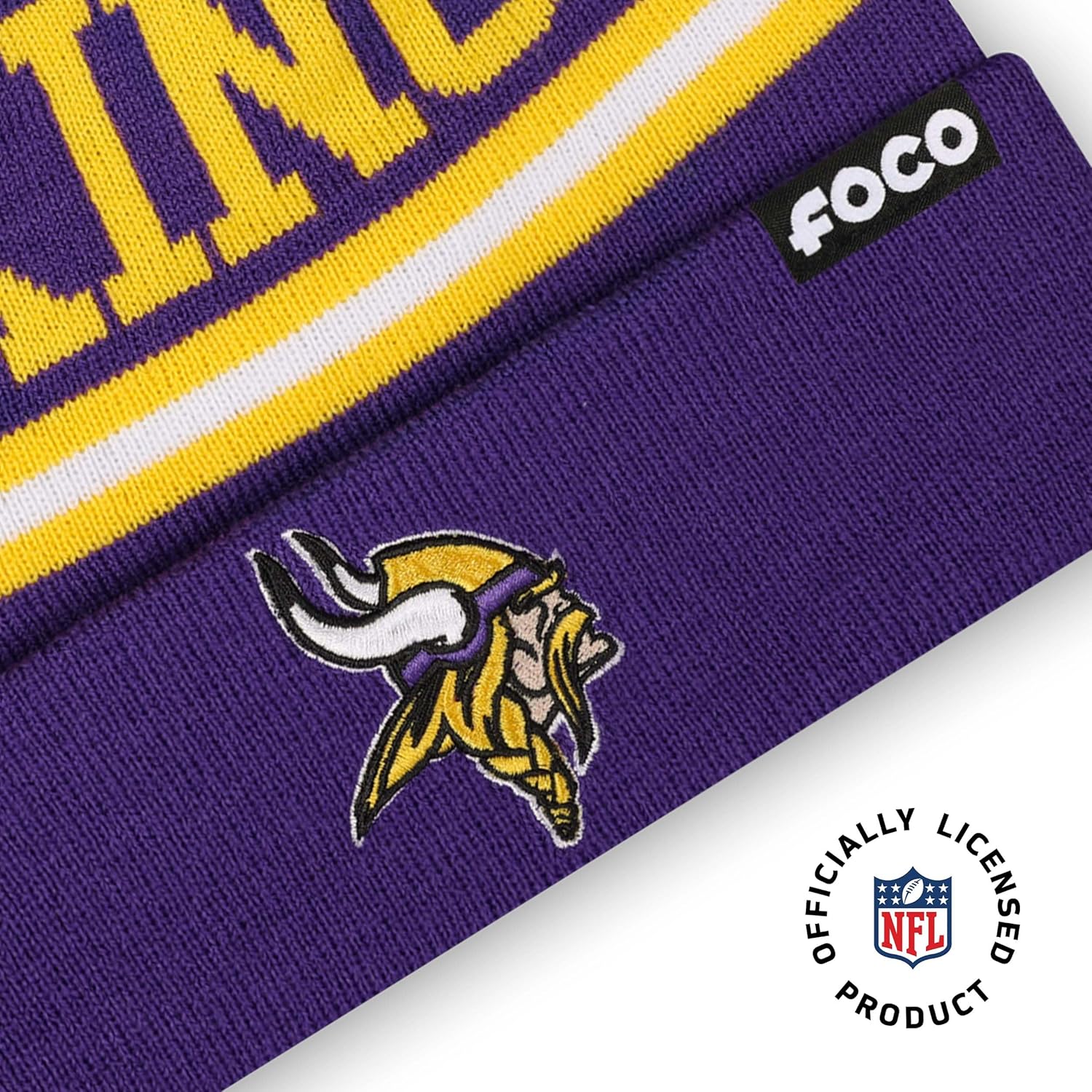 FOCO NFL unisex-adult Nfl Team Logo Adult Stretch Gloves With Stripe Pom Winter Knit Hat Beanie Set - Image 3