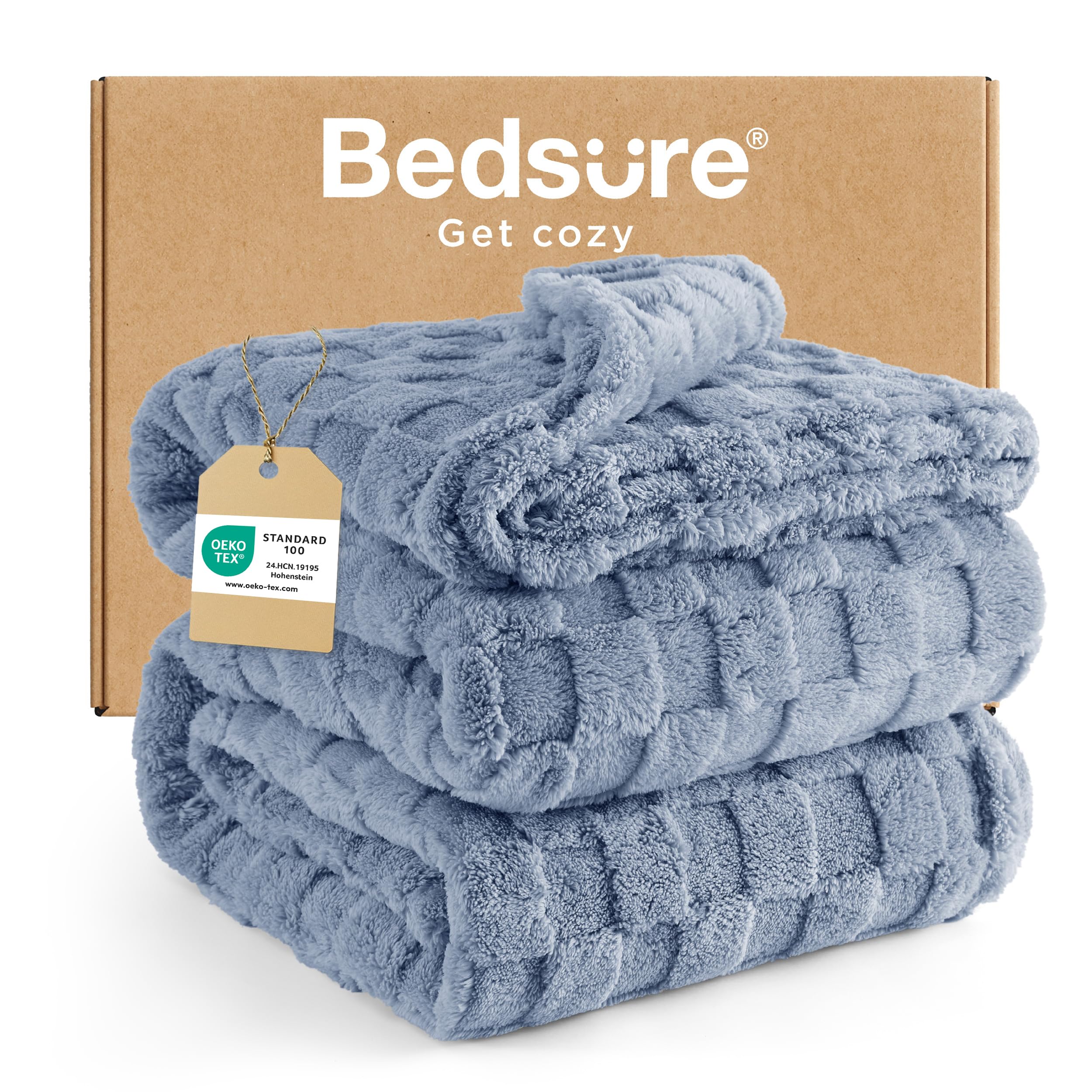 Bedsure Bed Blankets King Size - Fleece Blanket Fluffy Cosy Warm Blankets, Soft Cute Double Size Throw Gifts for Women and Girls, Dark Grey, 230x270 cm — view 47