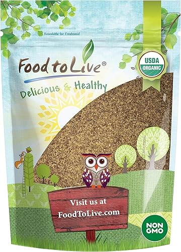 Harina de linaza marrón orgánica, 1 libra, sin OMG, kosher, molida en frío a partir de semillas enteras crudas, polvo puro, superalimento vegano, a