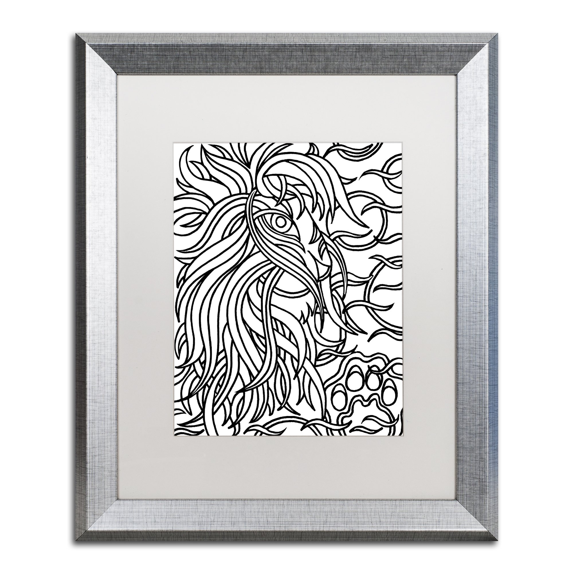 Lester the Lion by Kathy G. Ahrens Artwork, Silver Frame/White Matte, 16x20"
