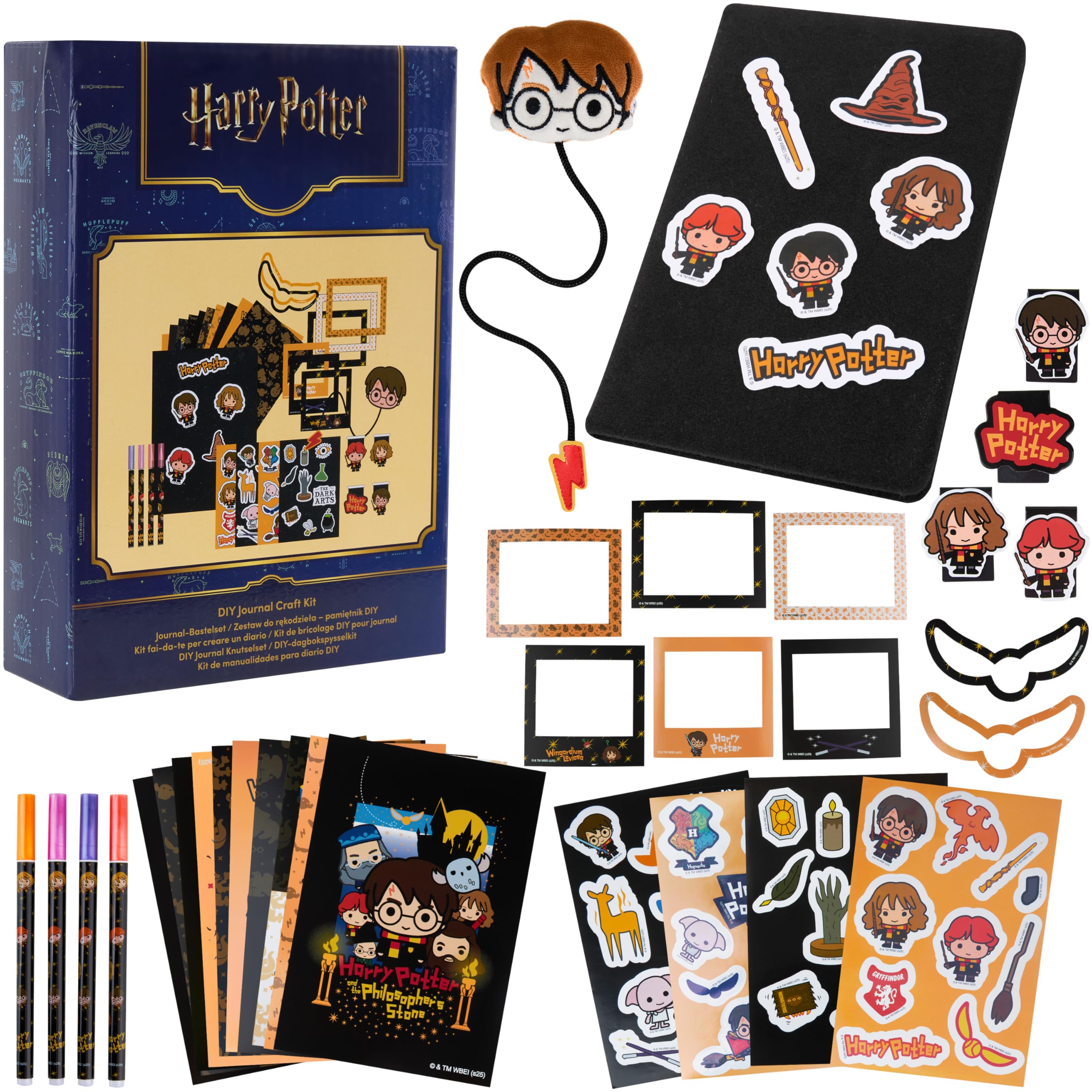 Get Trend Harry Potter Scrapbook Kit for Kids DIY Journal Craft Set including Notebook Stickers Pens Bookmarks Patches Hogwarts Art Supplies Gifts for Kids (Multi Harry Potter)