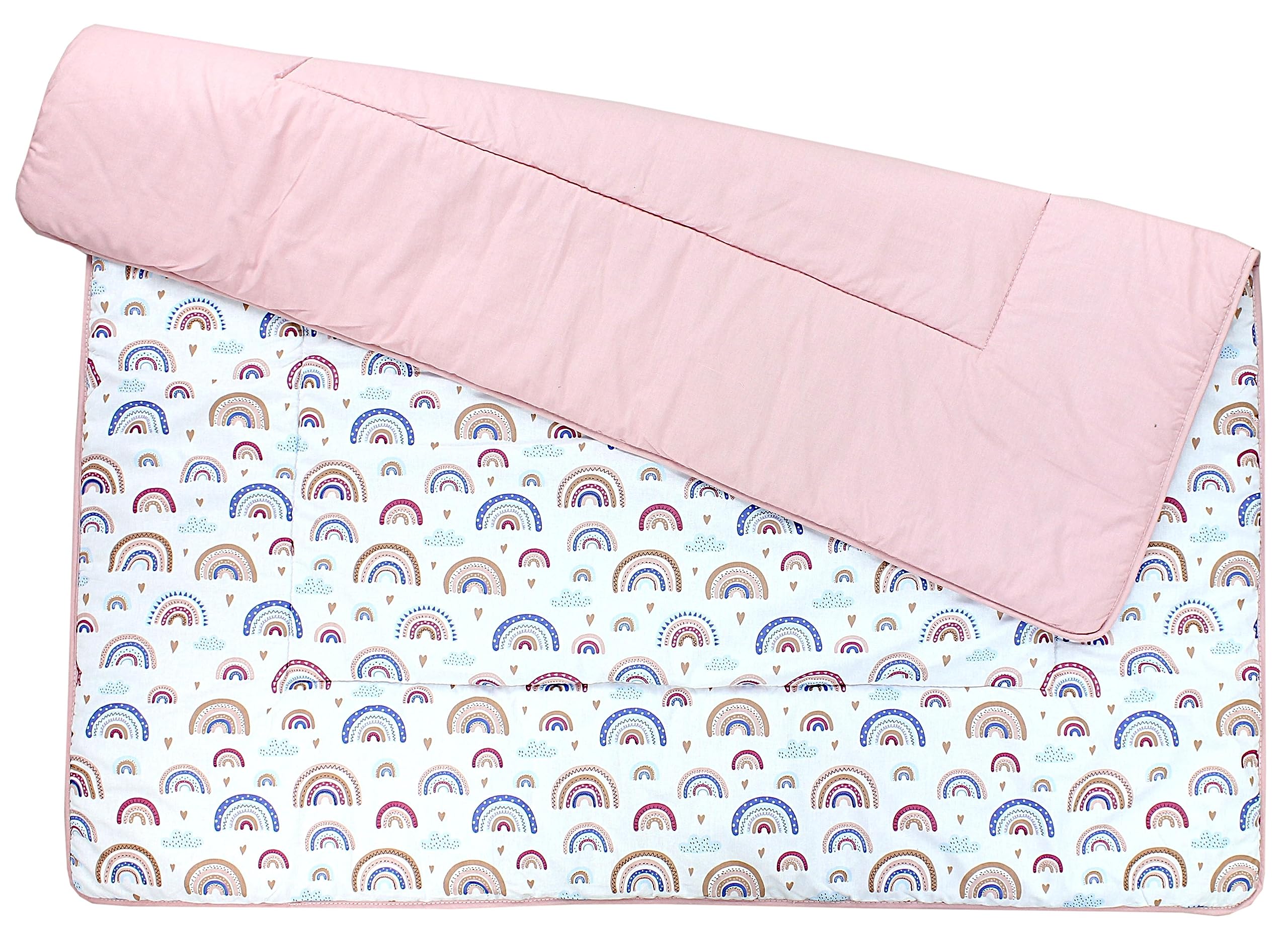 TupTam Tappeto Play Mat Per Bambini e Neonati Coperta 120 x 120 cm Gioco Imbottita XXL, Arcobaleno/Blu/Rosa - 4