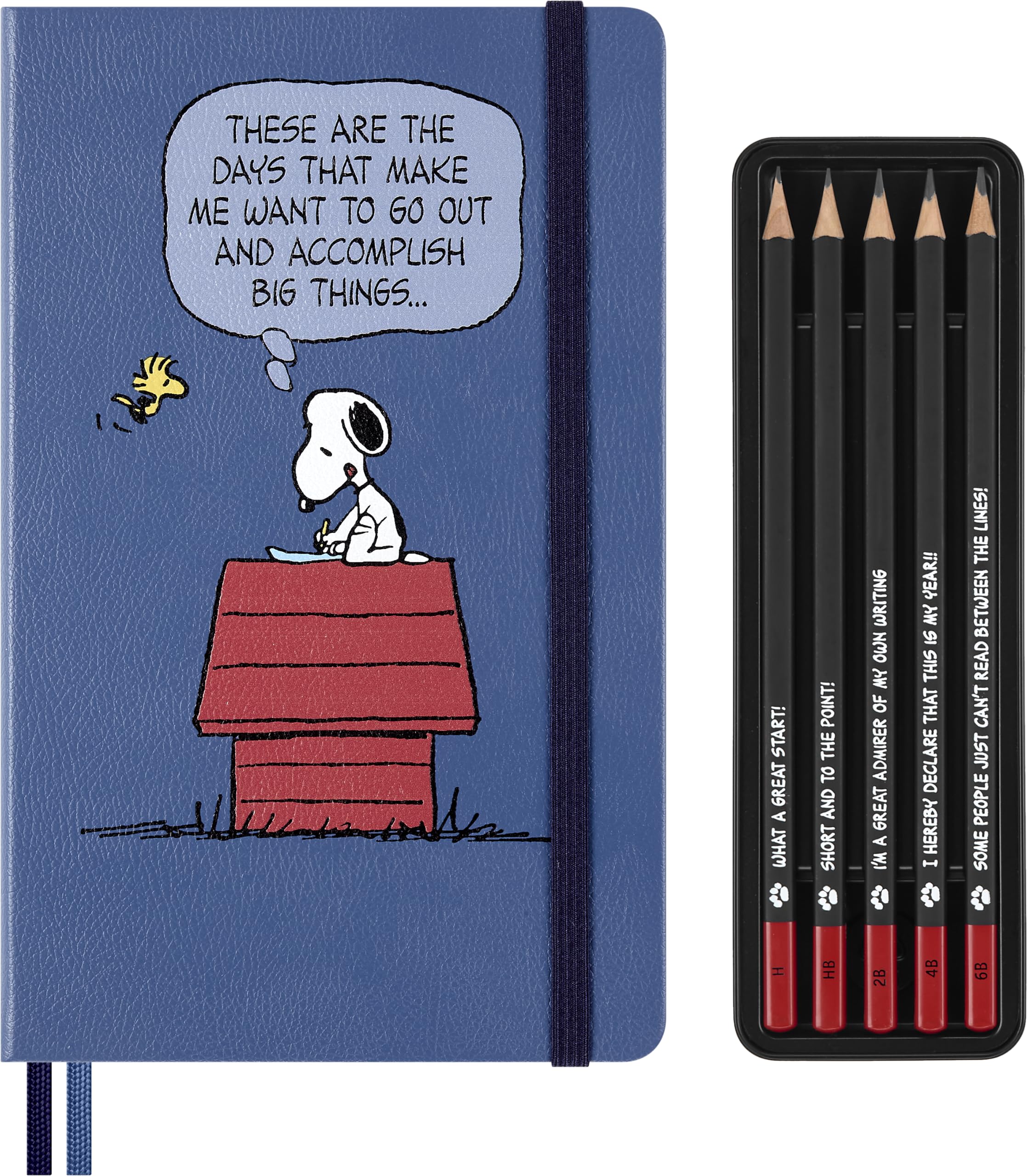 Moleskine Peanuts Set,Carnet à Lignes et 5 Crayons à Dessin, Large 13x21 cm
