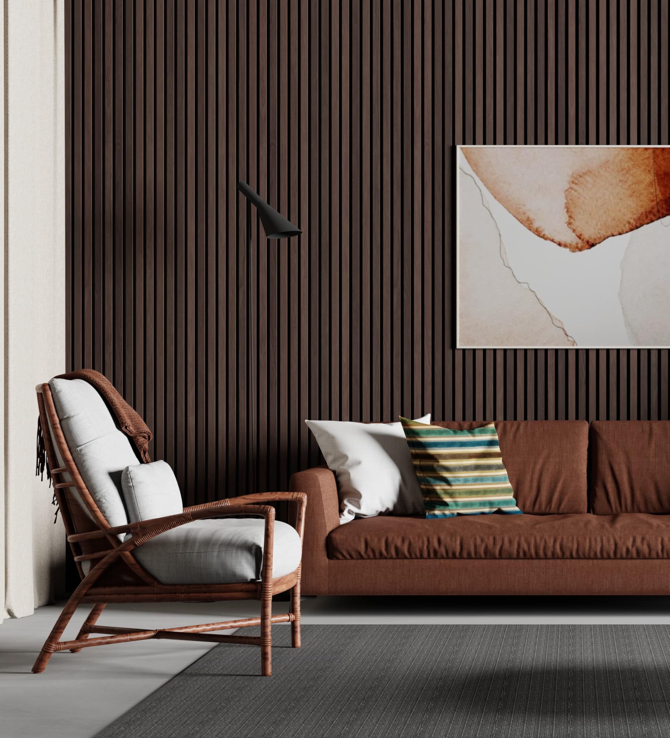 Wood Panel Co Smoked Oak Acoustic Wood Slat Wall Panel 240Cm X 60Cm (Smoked Oak)