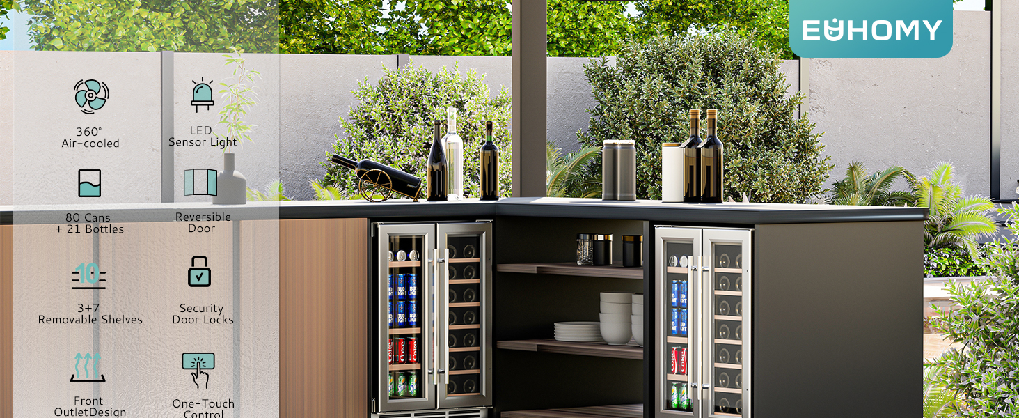 Amazon.com: EUHOMY Wine and Beverage Refrigerator, 24 Inch