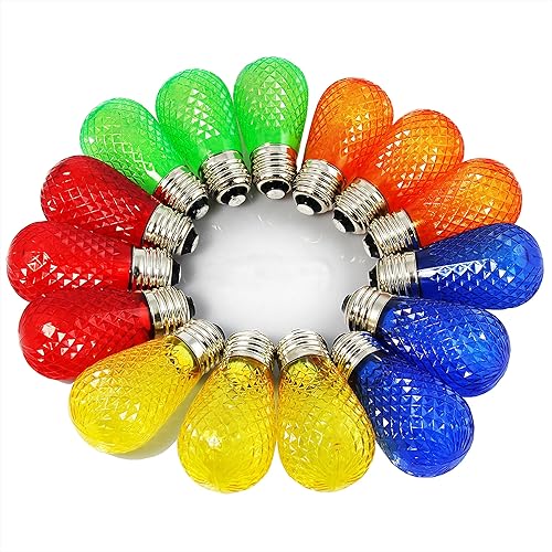 BRIMAX Bombillas LED S14 de colores con superficie facetada, bombillas de repuesto para cadena de luces interiores y exteriores, plástico,