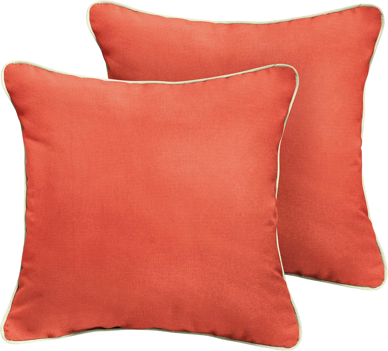 Sorra Home x Sunbrella - Square Pillows (Set of 2), Canvas Melon Coral & Ivory