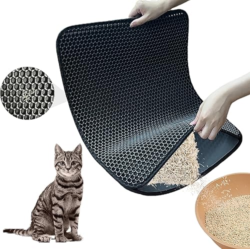 Miniatura 1 de Tapete de arena para gatos, tapete de doble capa para atrapar arena de panal de abeja, 18 x 24 pulgadas, almohadilla impermeable a prueba de orina,
