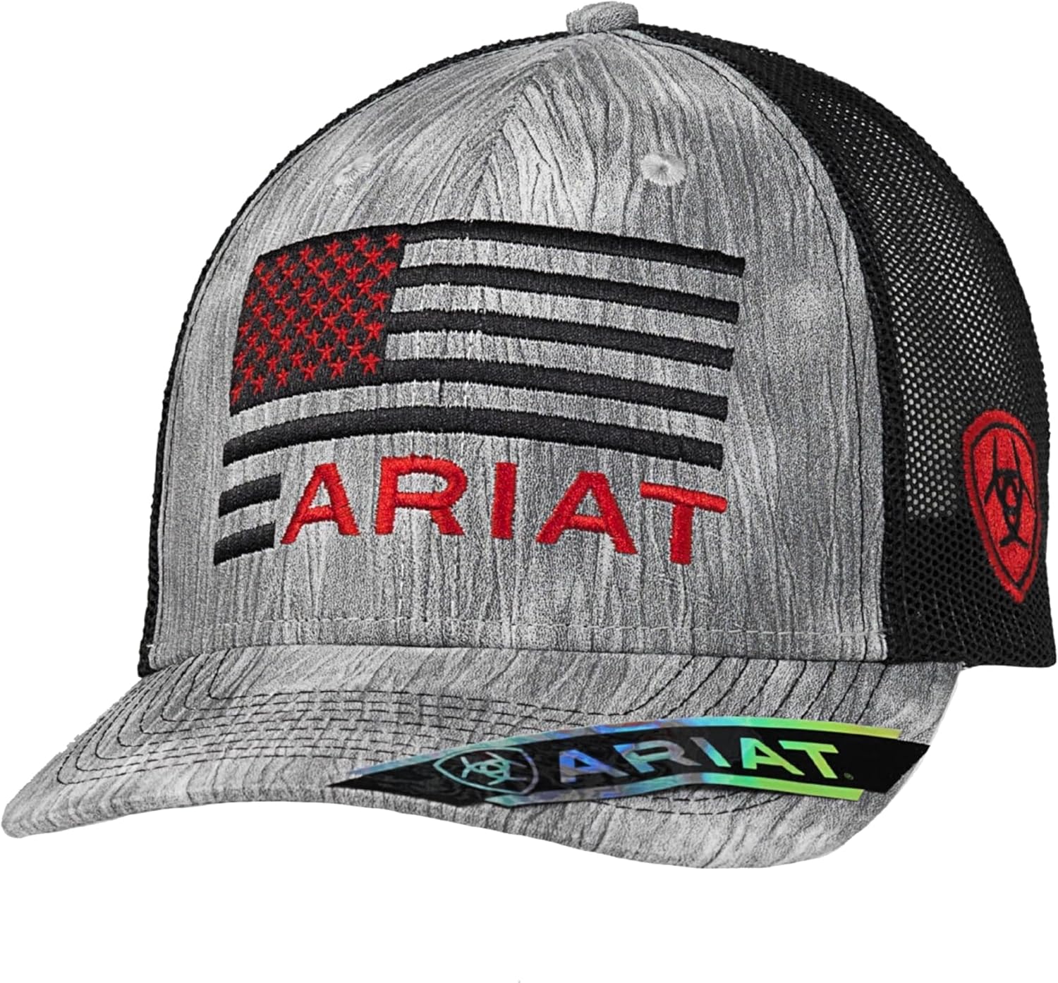 ARIAT Men's Heathered Grey 6-Panel SB w Embr. Flag