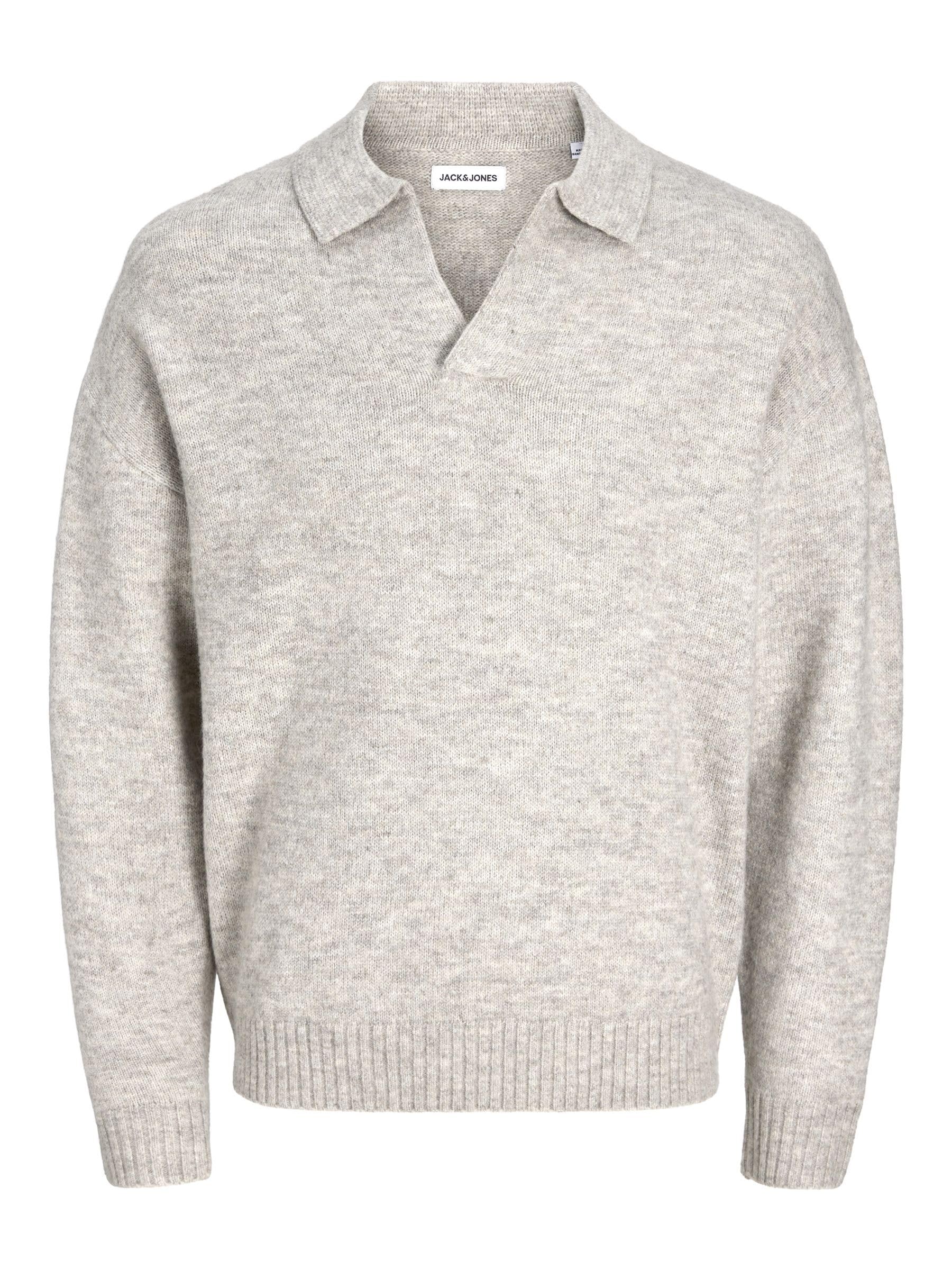 Jack & Jones Jjsoho Ollie Knit Split Neck, Chiaro Grigio Melange, L-image
