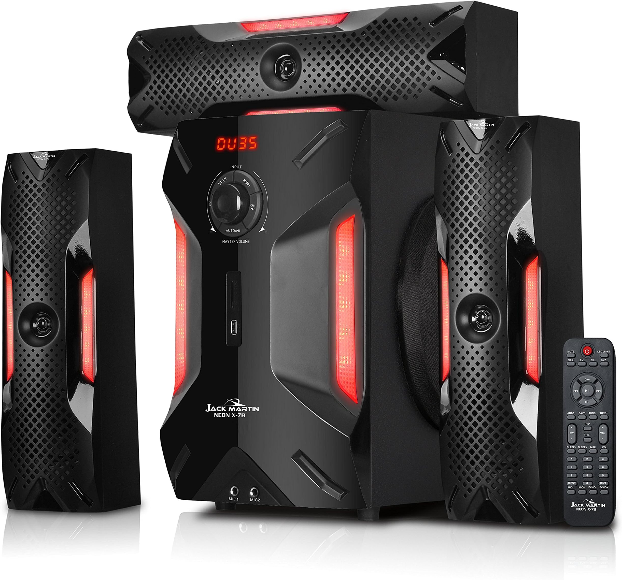 JACK MARTIN X7 Bluetooth/SD Card/Pendrive 3.1 Home Theatre Speaker System with Built in FM Radio & Karaoke Feature with 2 Mic Input