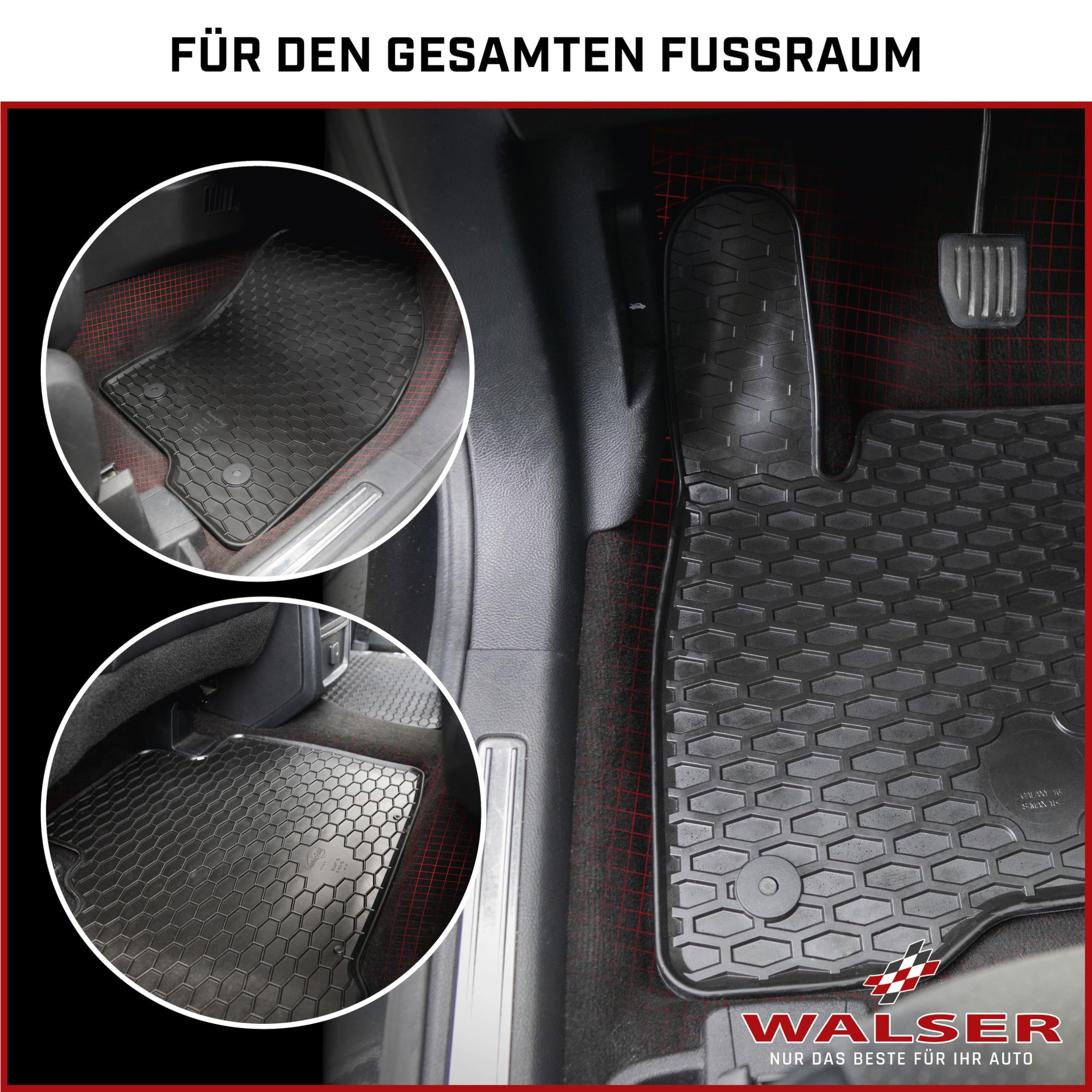 Walser DirtGuard Gumowe dywaniki samochodowe kompatybilne z BMW X1 (E84) 03/2009-06/2015, BMW 1 (E87) 02/2003-01/2013, w 100% dopasowane dywaniki samochodowe, wytrzymałe uniwersalne dywaniki