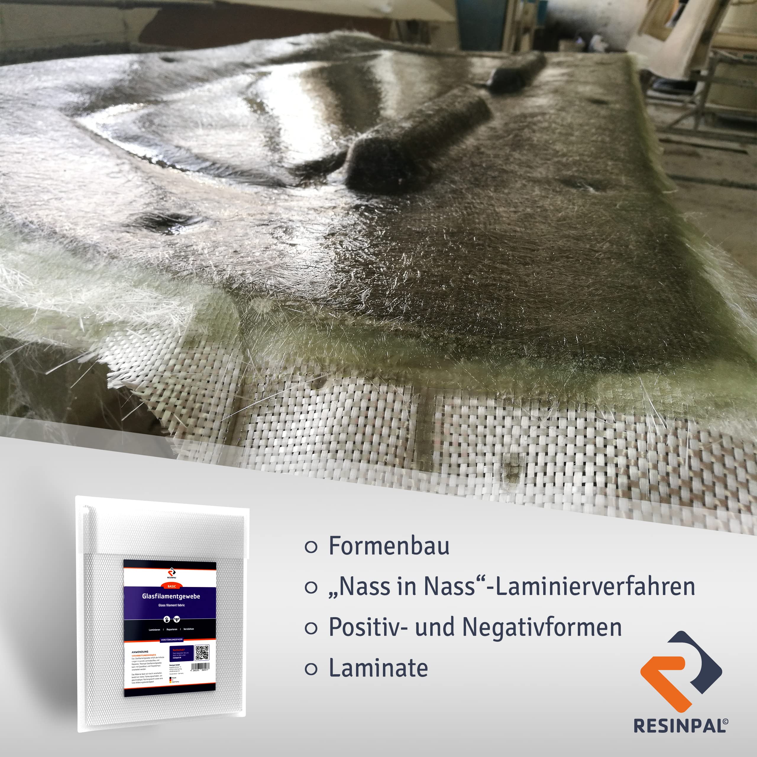 Glasfilamentgwebe Resinpal 5 m² | Glasgewebe 163 g/m² | Köperbindung | Verstärkungsfaser für Polyesterharz und Epoxidharz |