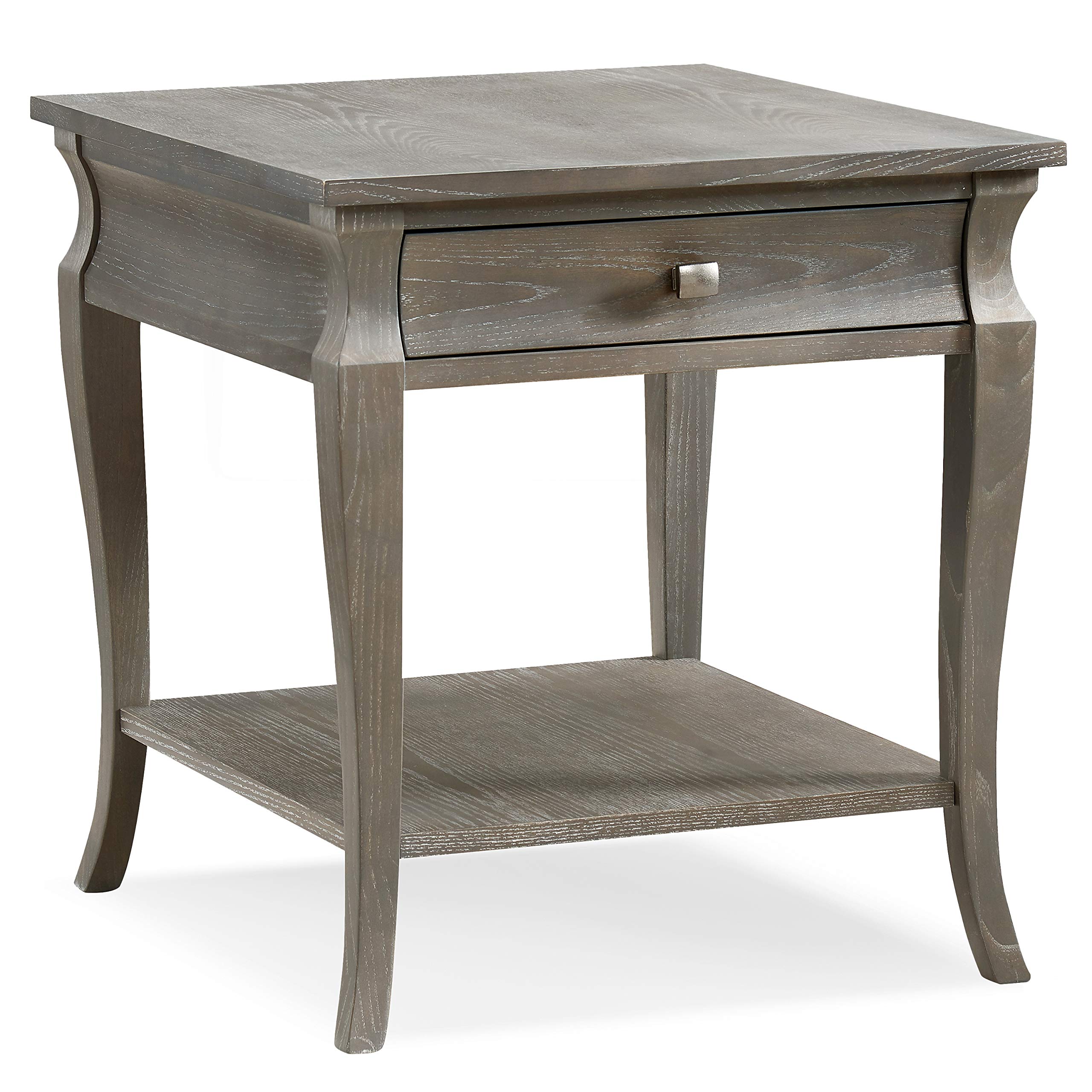 Leick Home11607-GW Luna One Drawer Side Table and Shelf, Gray Wash