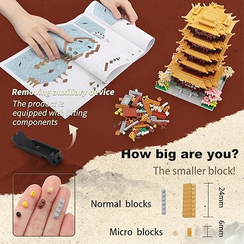 Miniatura 3 de Micro Building Blocks for Adults - Yellow Crane Tower, a Chinese Ancient Famous Architecture and Collection Decorative DIY Toys Gift Set for Teens