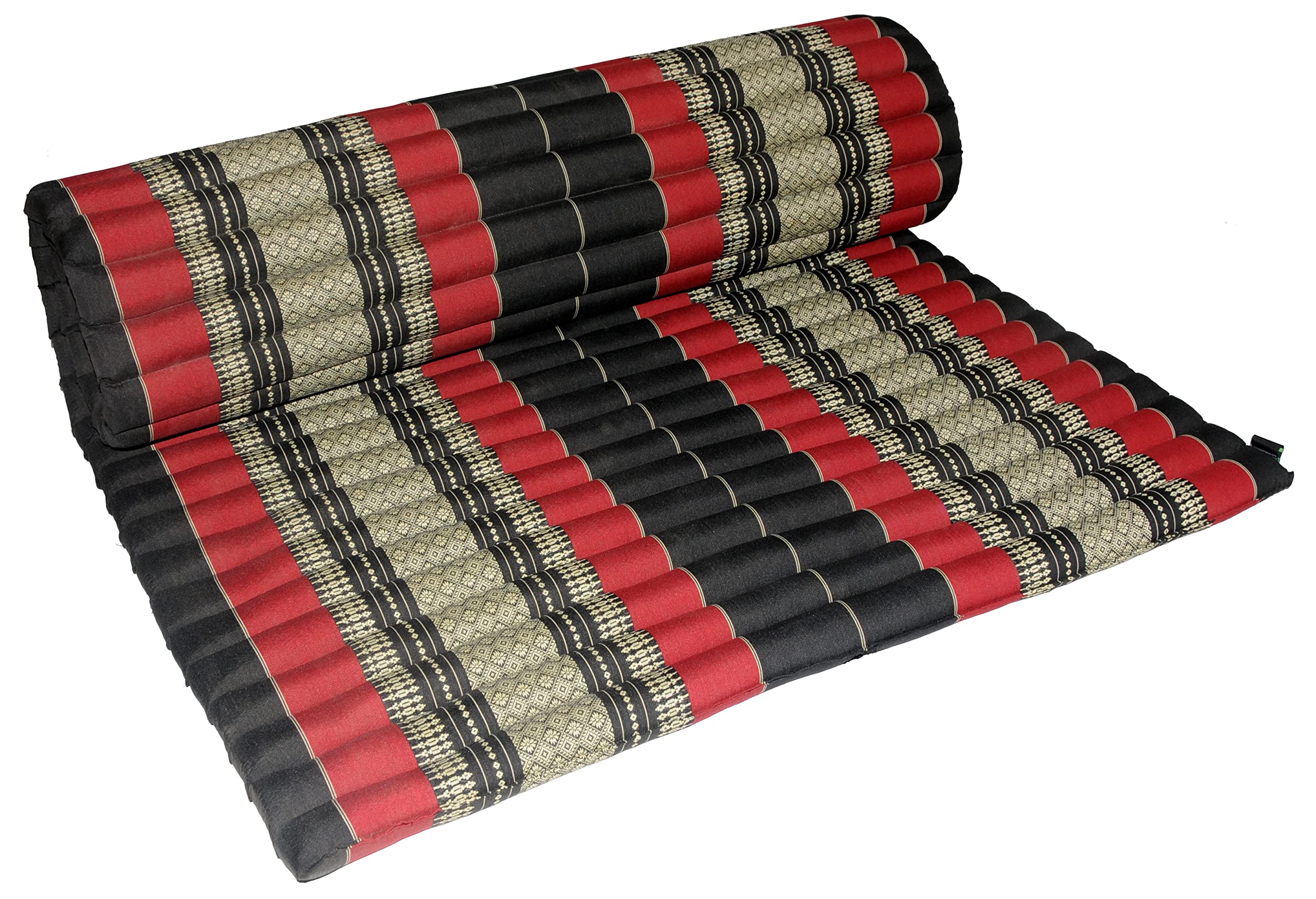 Namesakes UK -Thai Massage Mattress 200 x 105cm - Kapok Filling – Roll up floor mattress - Yoga Mat for relaxation meditation or sleeping – Red Black