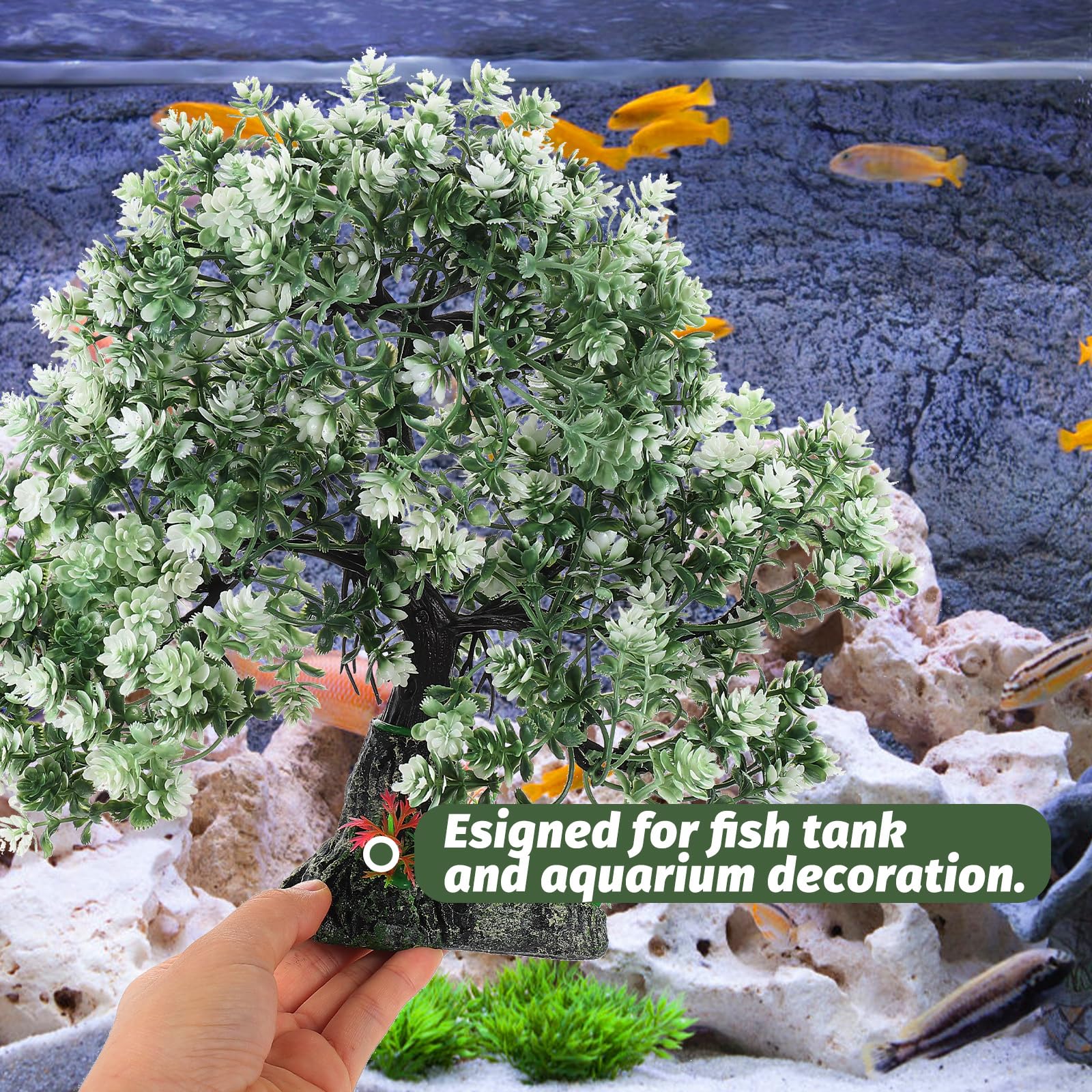 Healeved Arbre artificiel pour aquarium - Décoration en résine - Plante d'aquarium