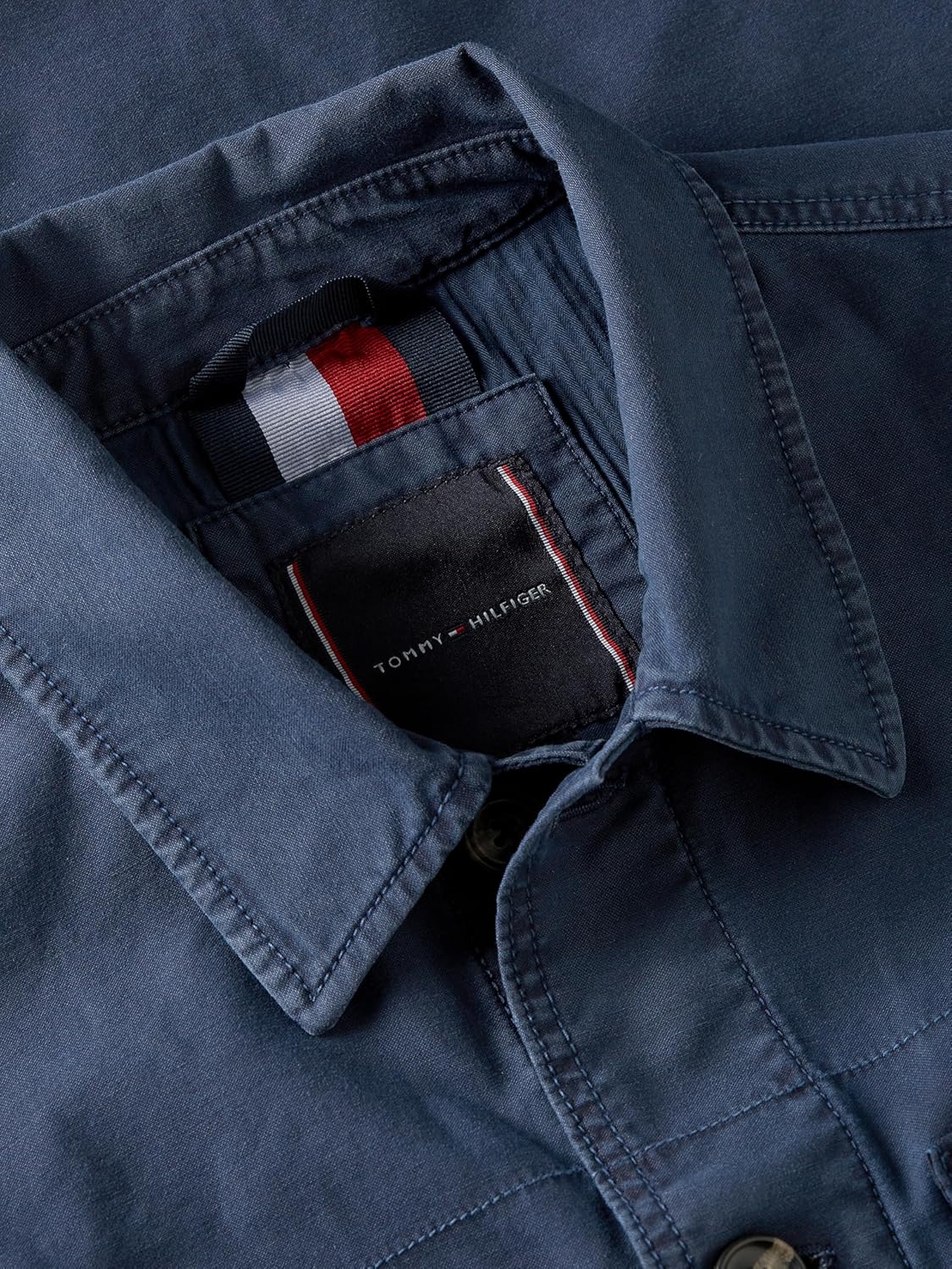 Tommy Hilfiger Men's Cotton Utility Shirt Jacket With Two Pocket and Button Details