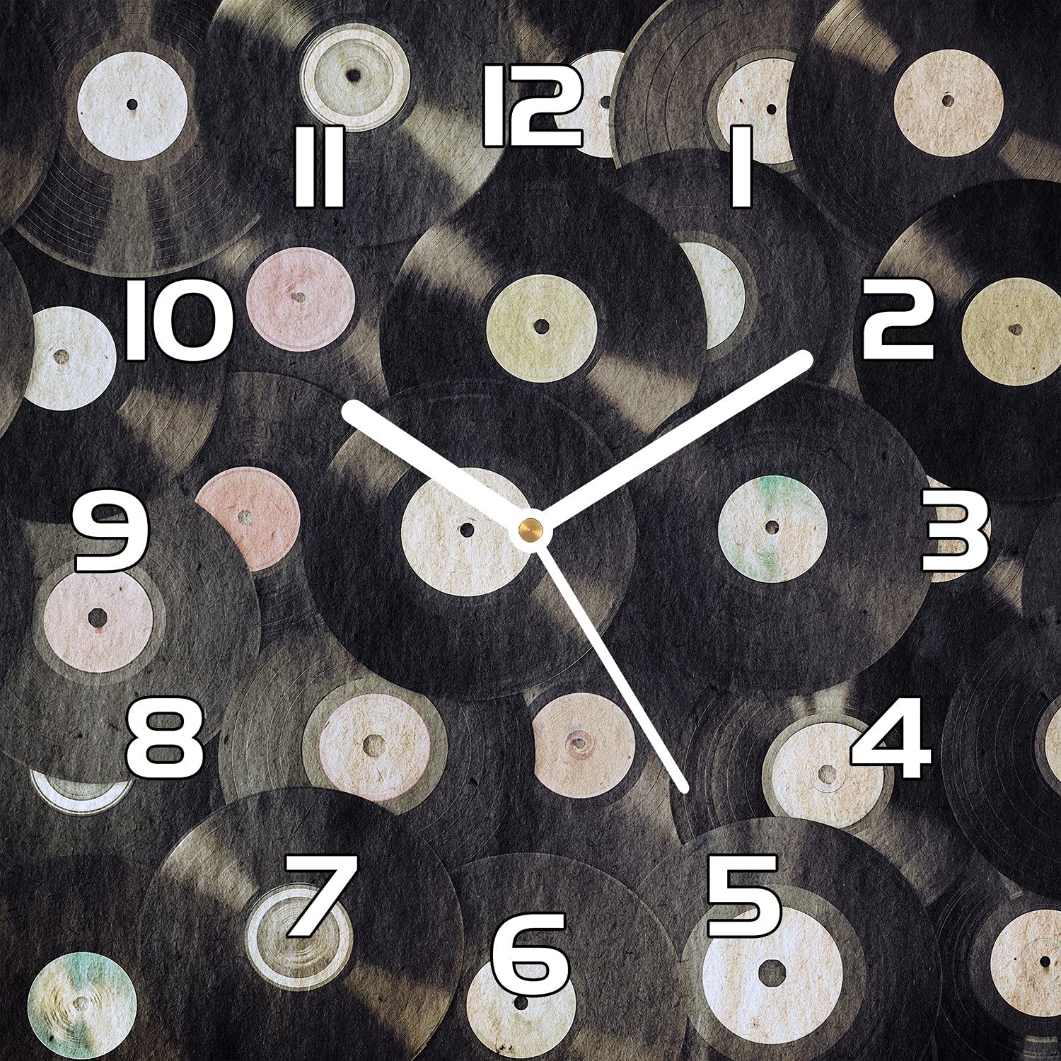 Horloge en verre 30x30 cm Coloray cuisine salon avec aiguilles blanches