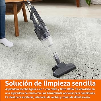 Amazon Basics Aspirador de barra, dispositivo 2 en 1 con cable, motor ECO, filtro HEPA, bajo peso, Negro4