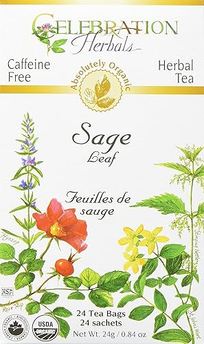 CELEBRATION HERBALS Sage Leaf Organic 24 Bolsa, 0.02 libras