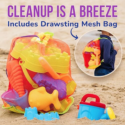 Miniatura 5 de Click N Play Juego de juguetes de playa para niños con diseño de castillo de arena cubo de juguete pala rastrillo lata de agua moldes 13 piezas