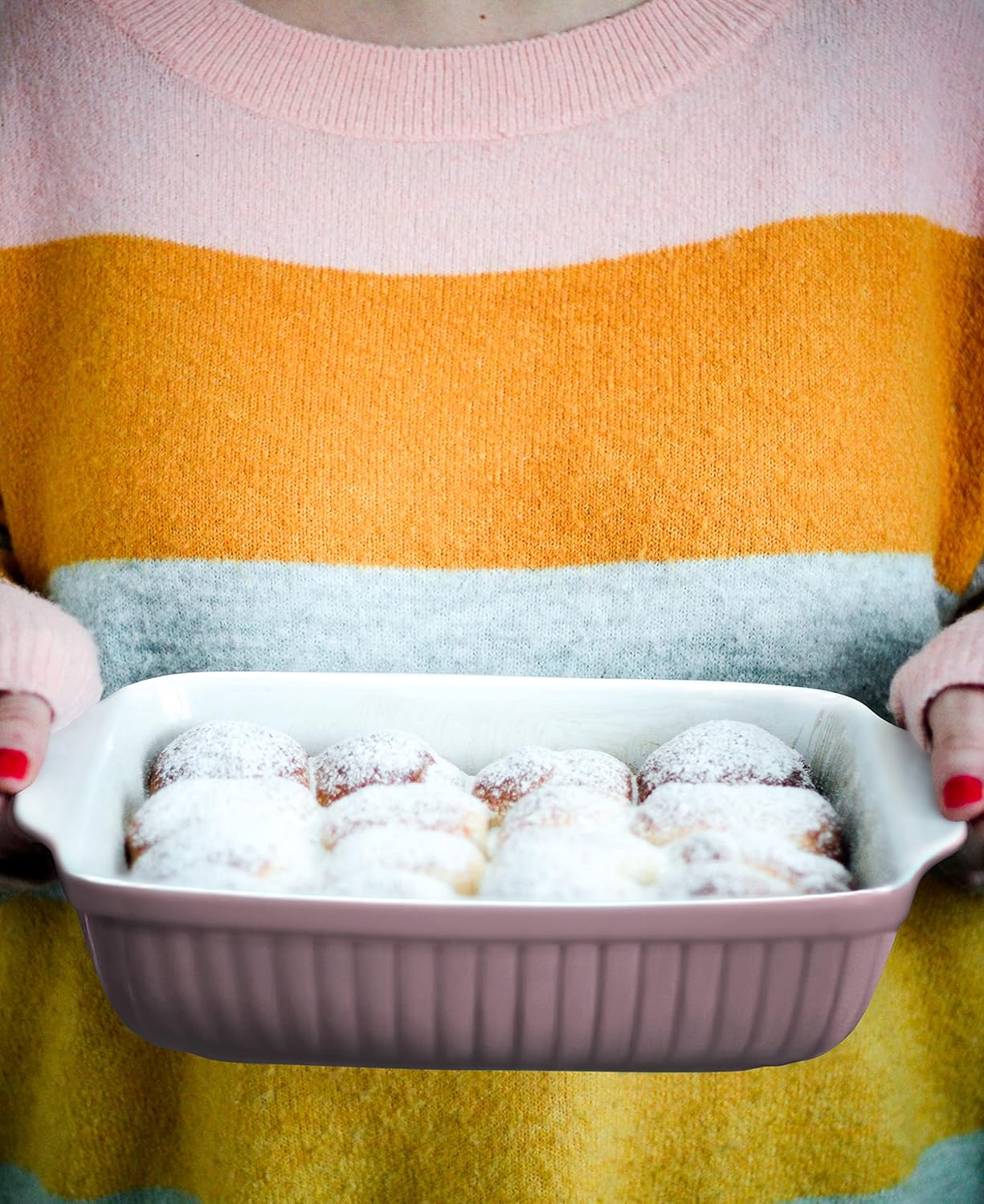 931983 Set of 2 Rectangular Oven Dishes Ideal for Lasagne, Scratch and Cut Resistant, Ceramic, 33 x 24 x 8 cm / 25.5 x 16 x 7 cm, Berry