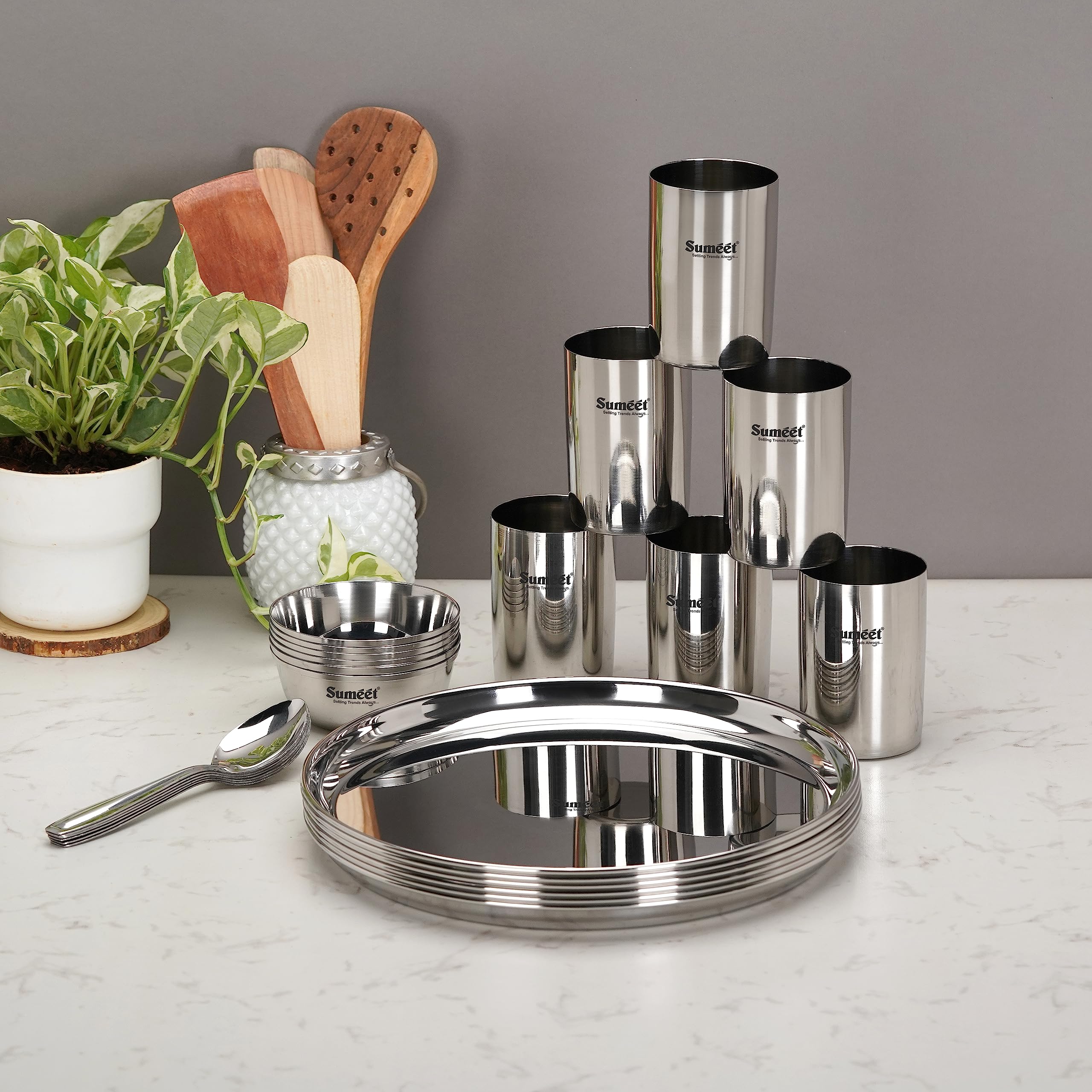 Sumeet Stainless Steel Dinner Set - 24 Piece -5