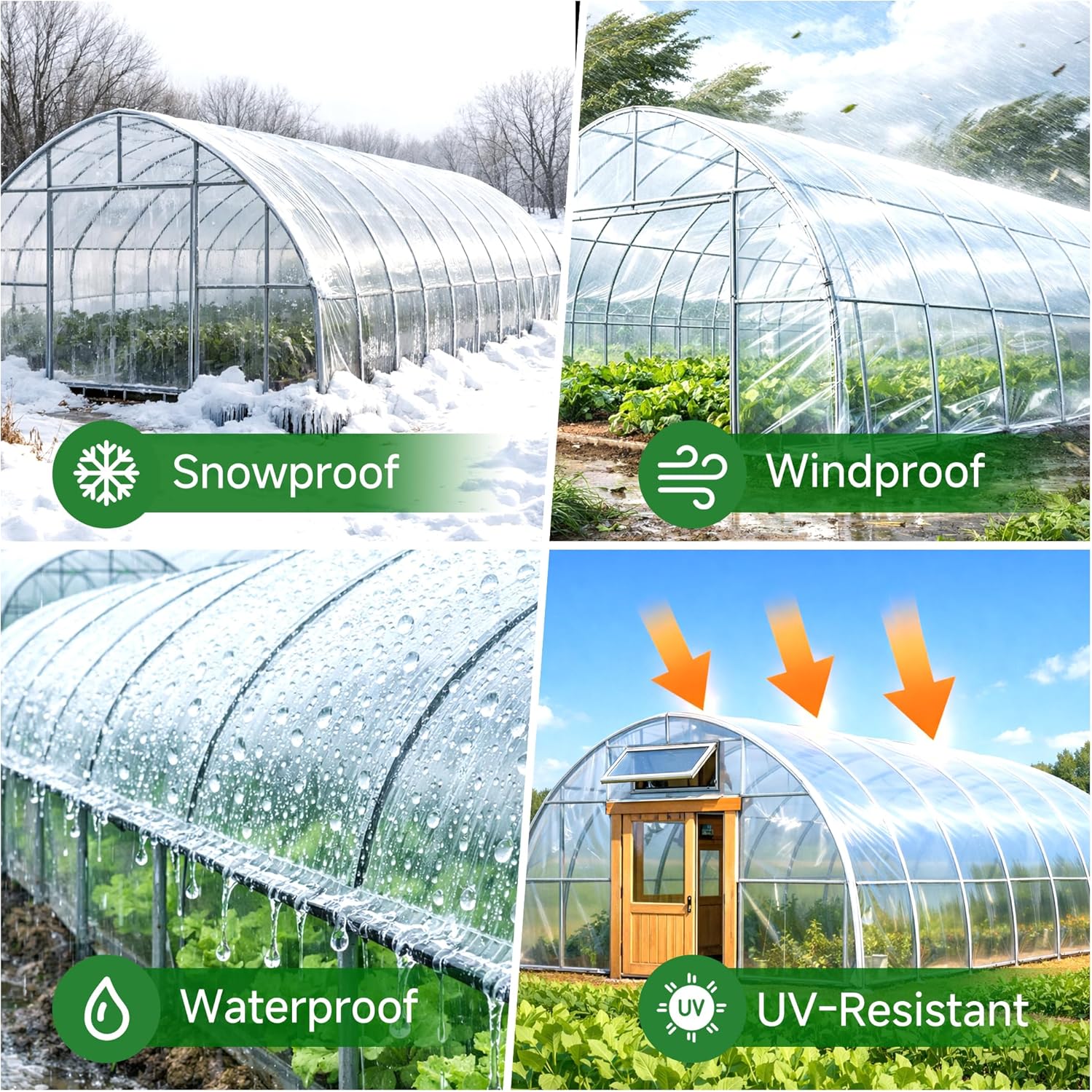 10x26 ft Greenhouse Plastic Sheeting – Clear Heavy Duty Polyethylene Film – UV Resistant Grow Tunnel Cover for Frost Protection, Hoop Houses & Cold Frames – Agriculture Grade
