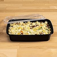 Vista 6 de TIYA - Contenedores de comida a granel de 16 onzas, paquete de 150 unidades con tapas, recipientes rectangulares de plástico para llevar