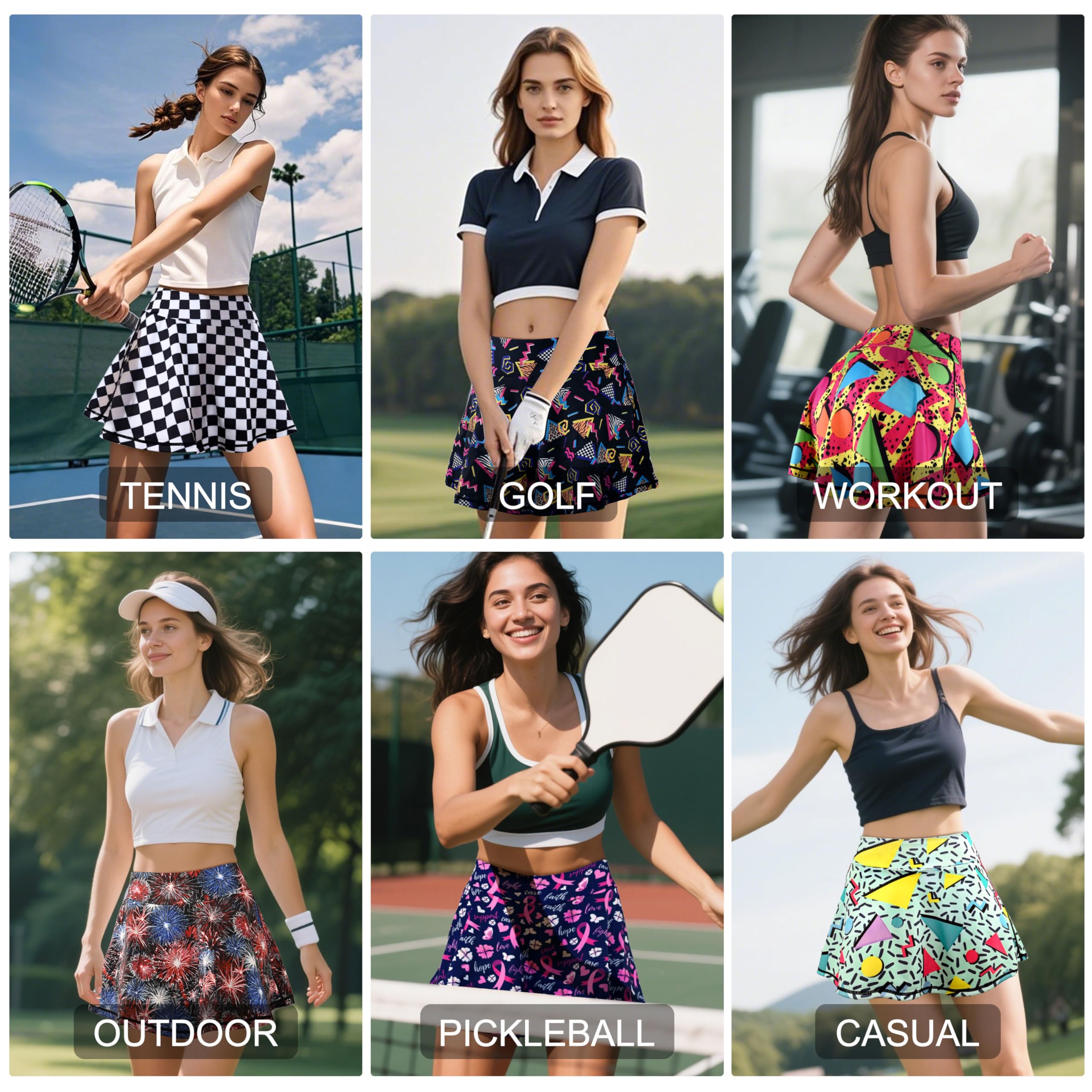 Faldas de tenis y golf para mujer, de cintura alta, atléticas, con bolsillos para pantalones cortos, para entrenamiento, casual, correr