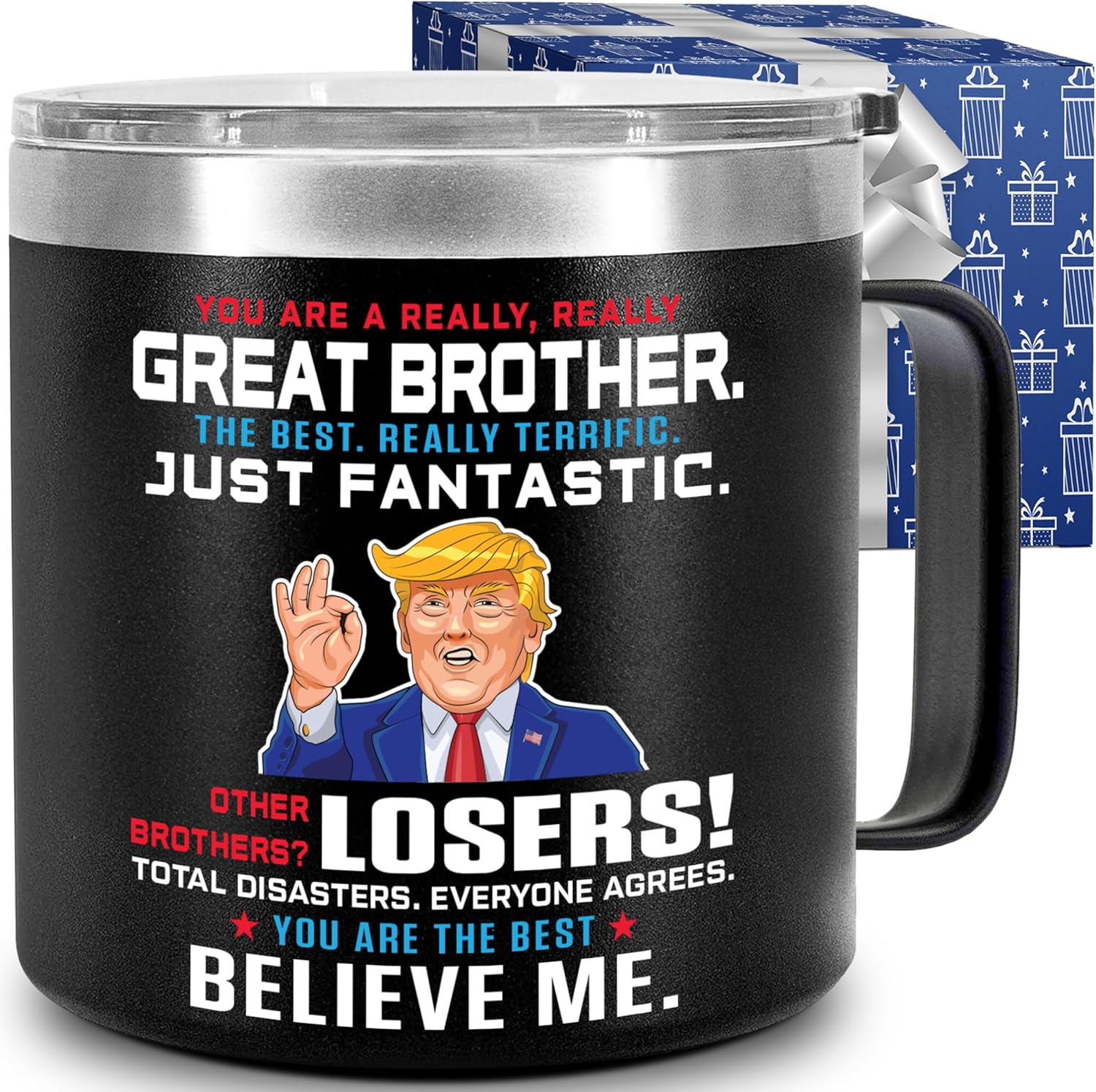 Bundle Gift for Older and Younger Brother, Great Brother Mug Tumbler 14Oz, Funny Brother Birthday Gift from Sister, Best Gag Present Idea for Adult and Little Brothers image 2